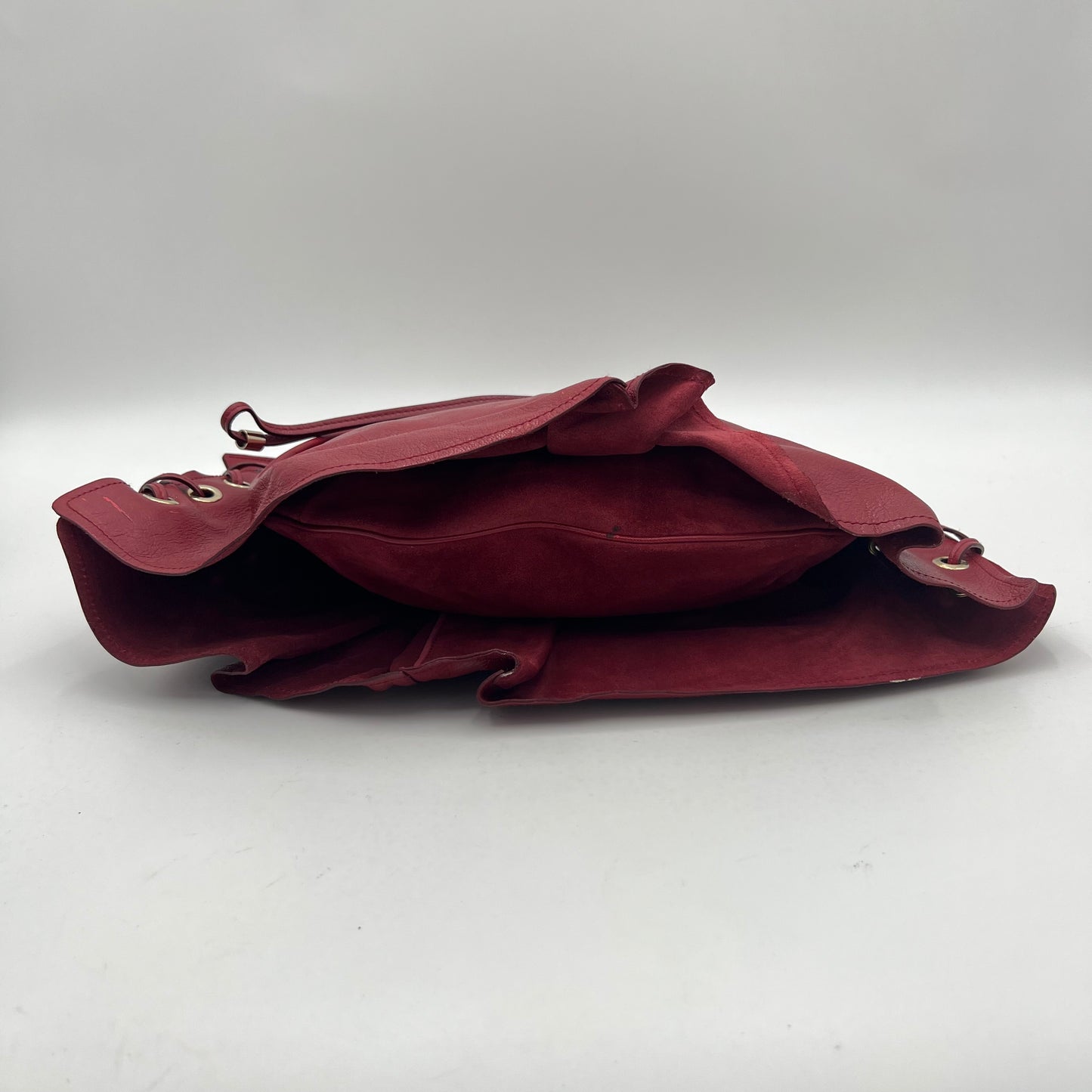 YSL Red Laced Leather Shangrila Mombasa Hobo Bag GHW