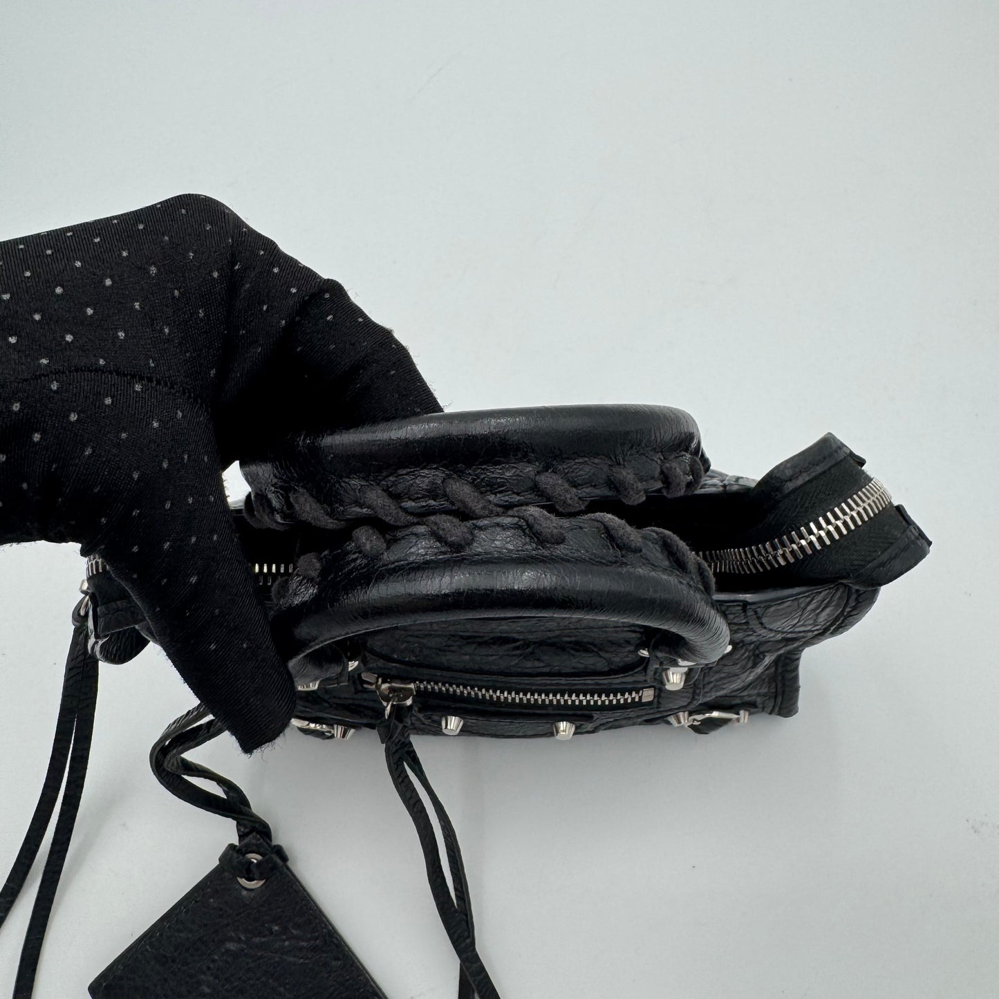 Balenciaga Black Leather Nano City SHW