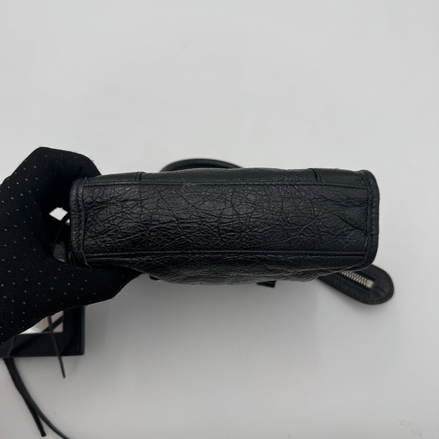 Balenciaga Black Leather Nano City SHW