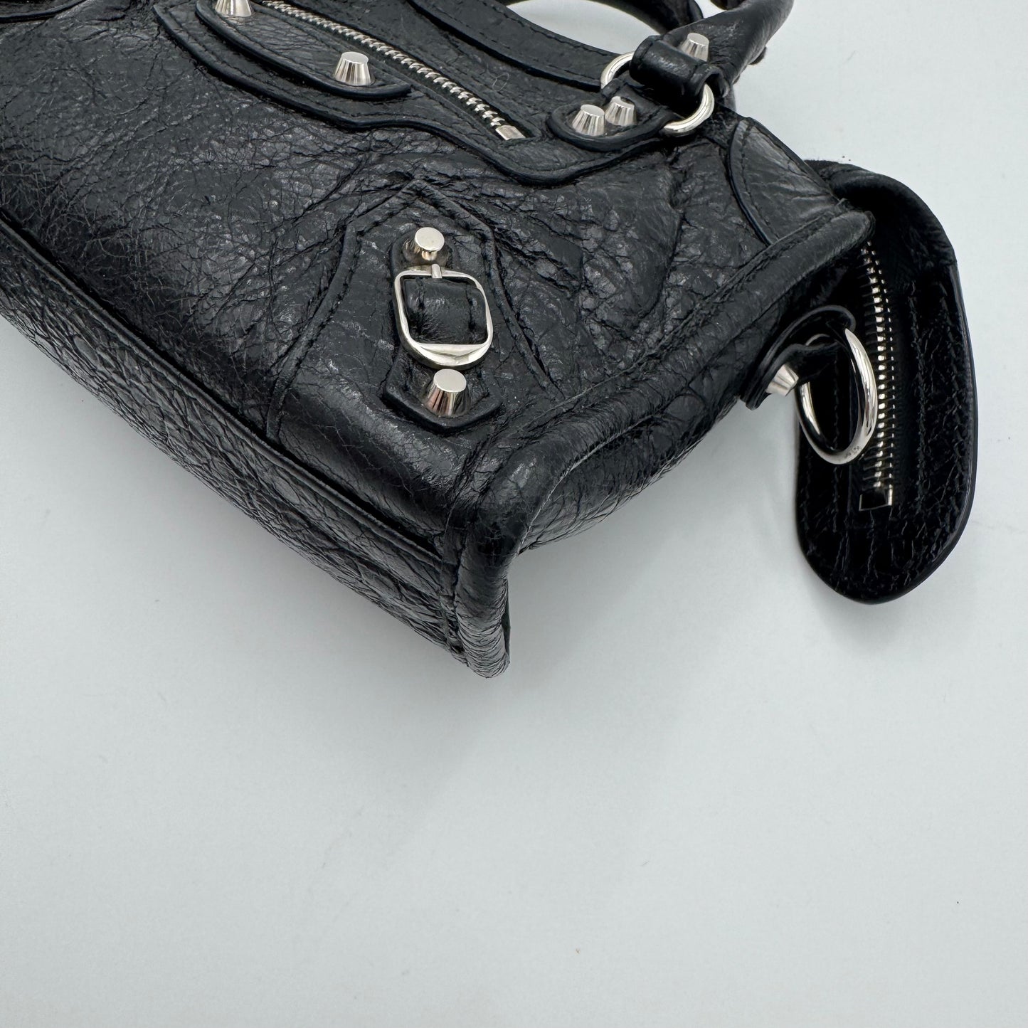 Balenciaga Black Leather Nano City SHW