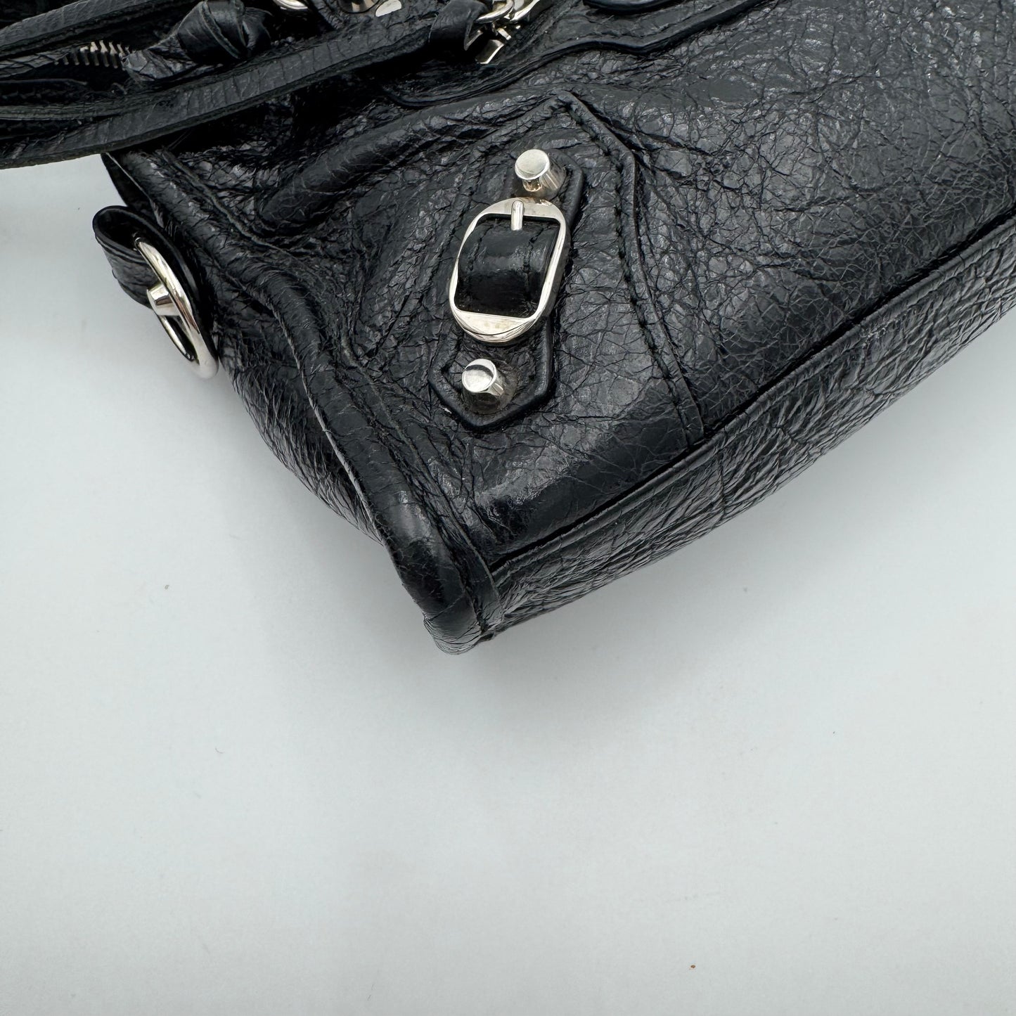 Balenciaga Black Leather Nano City SHW