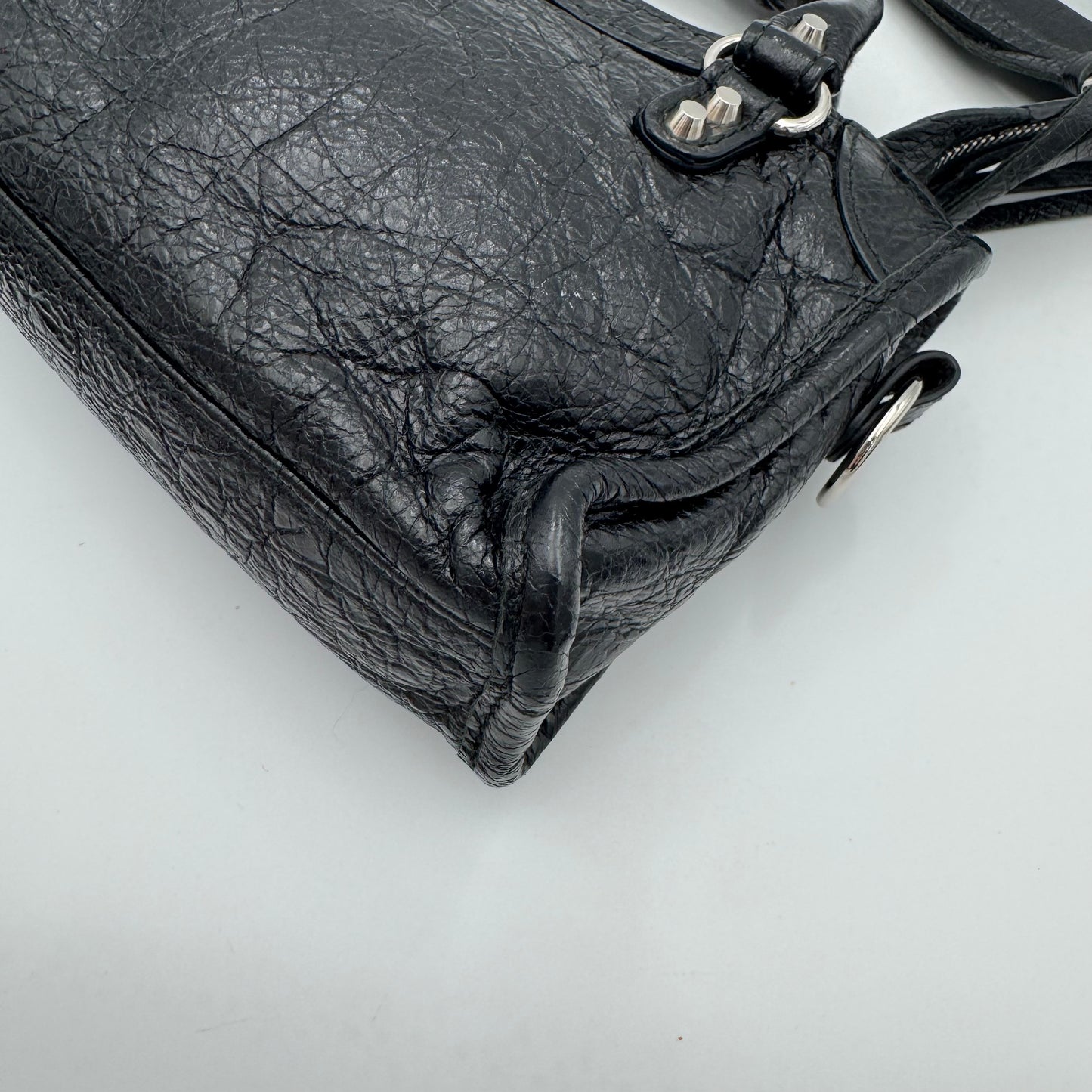 Balenciaga Black Leather Nano City SHW