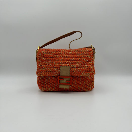 Fendi Orange Crochet Mamma Baguette