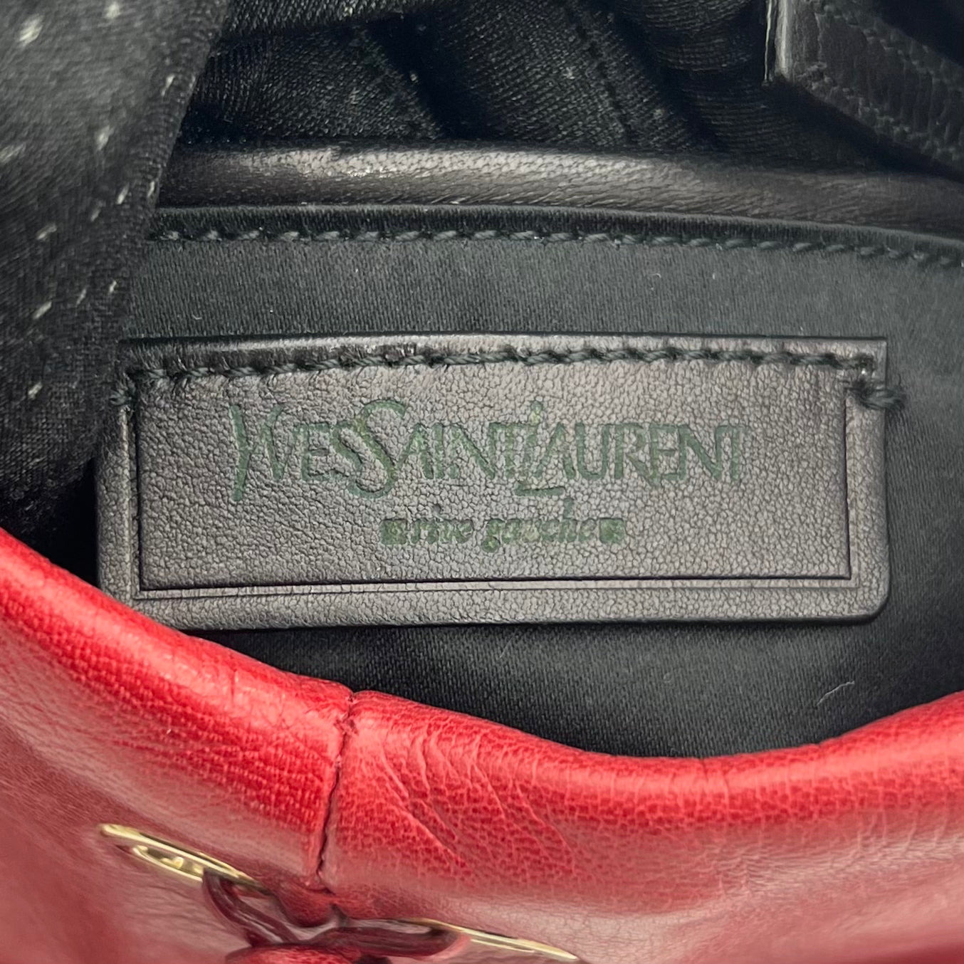 YSL Red Laced Leather Shangrila Mombasa Hobo Bag GHW