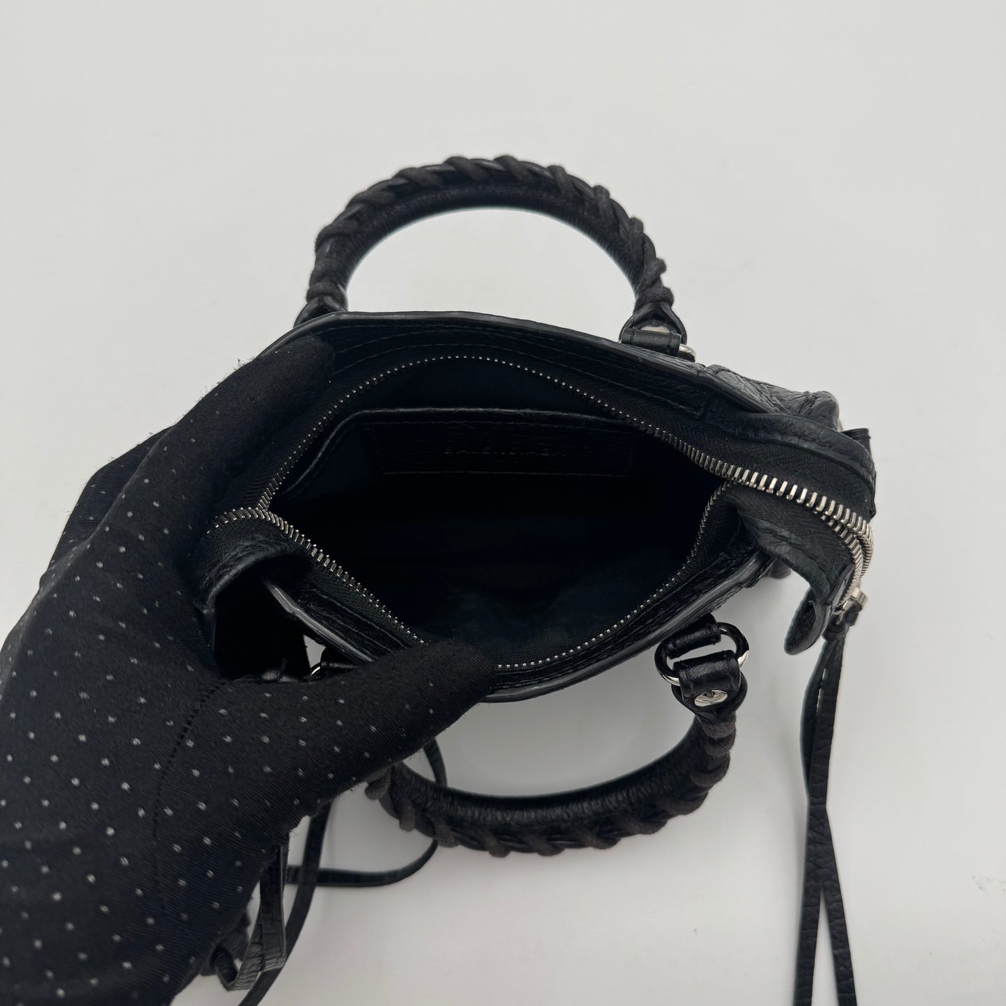 Balenciaga Black Leather Nano City SHW