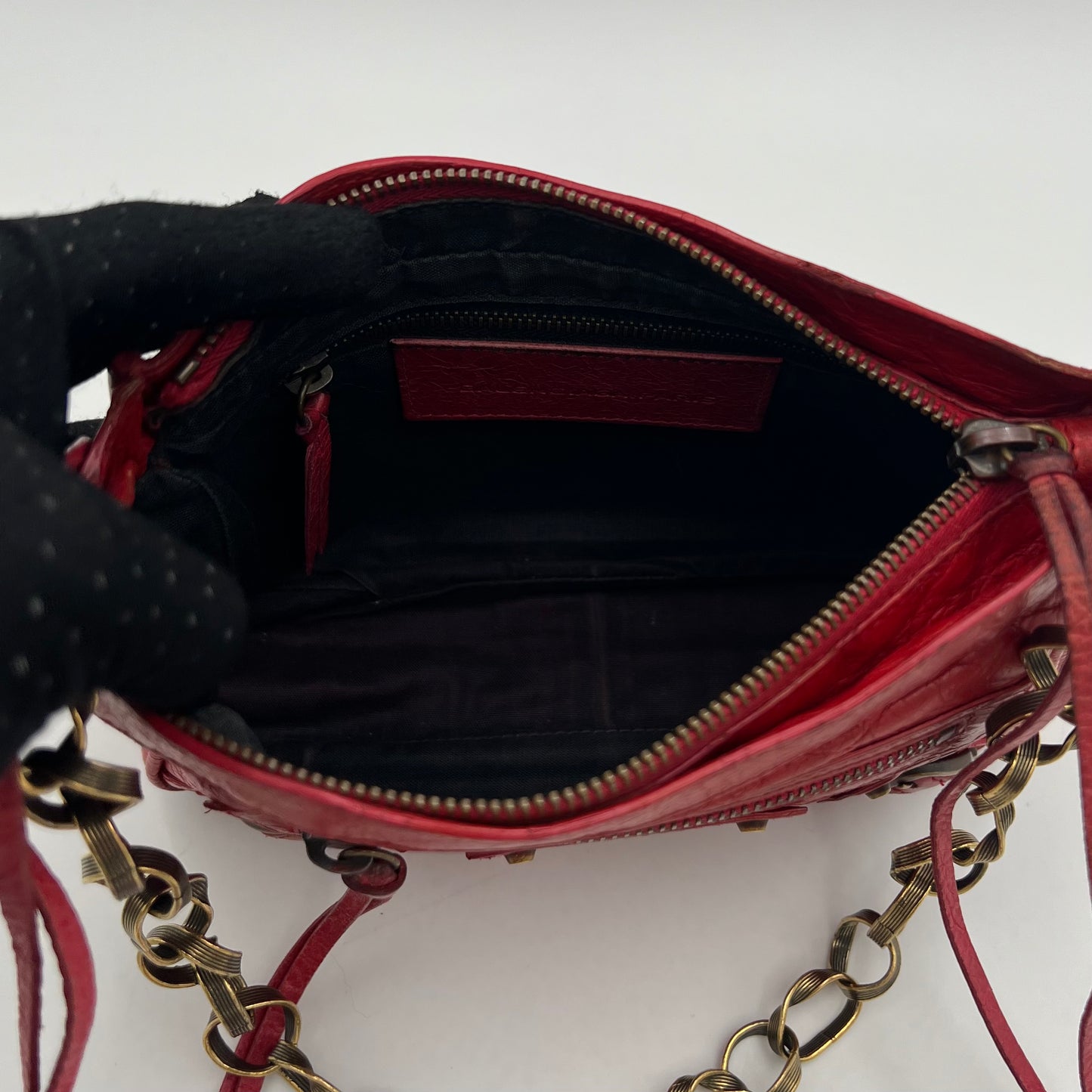 Balenciaga Red Leather Chain The Shoulder Bag