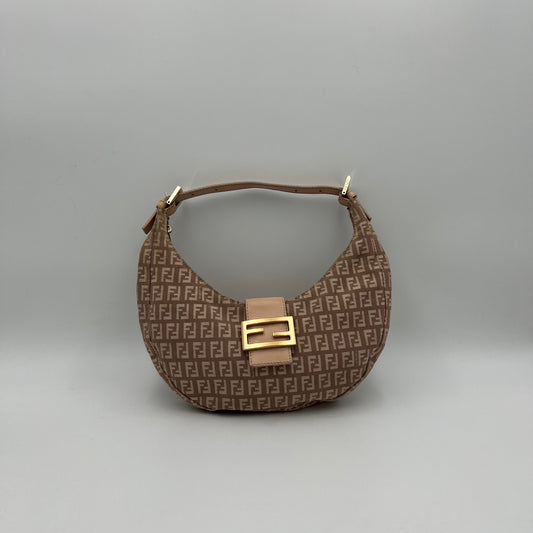 Fendi Pink Zucchino Croissant Hobo Baguette