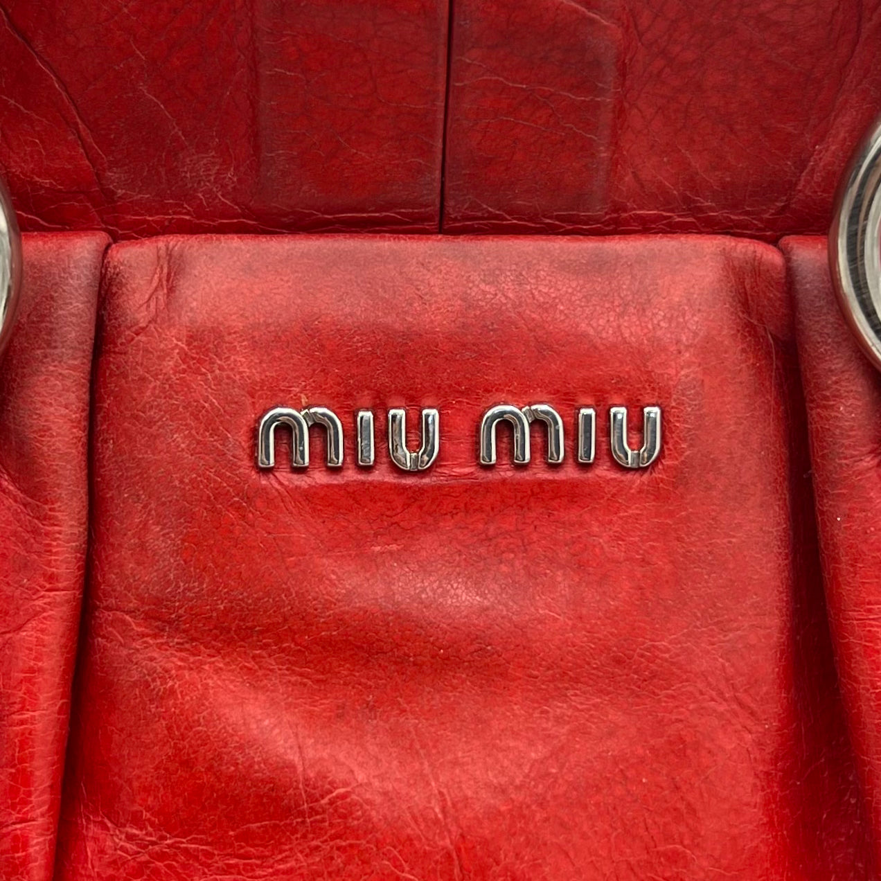 Miu Miu Red Vitello Lux Small Handbag with Long Strap