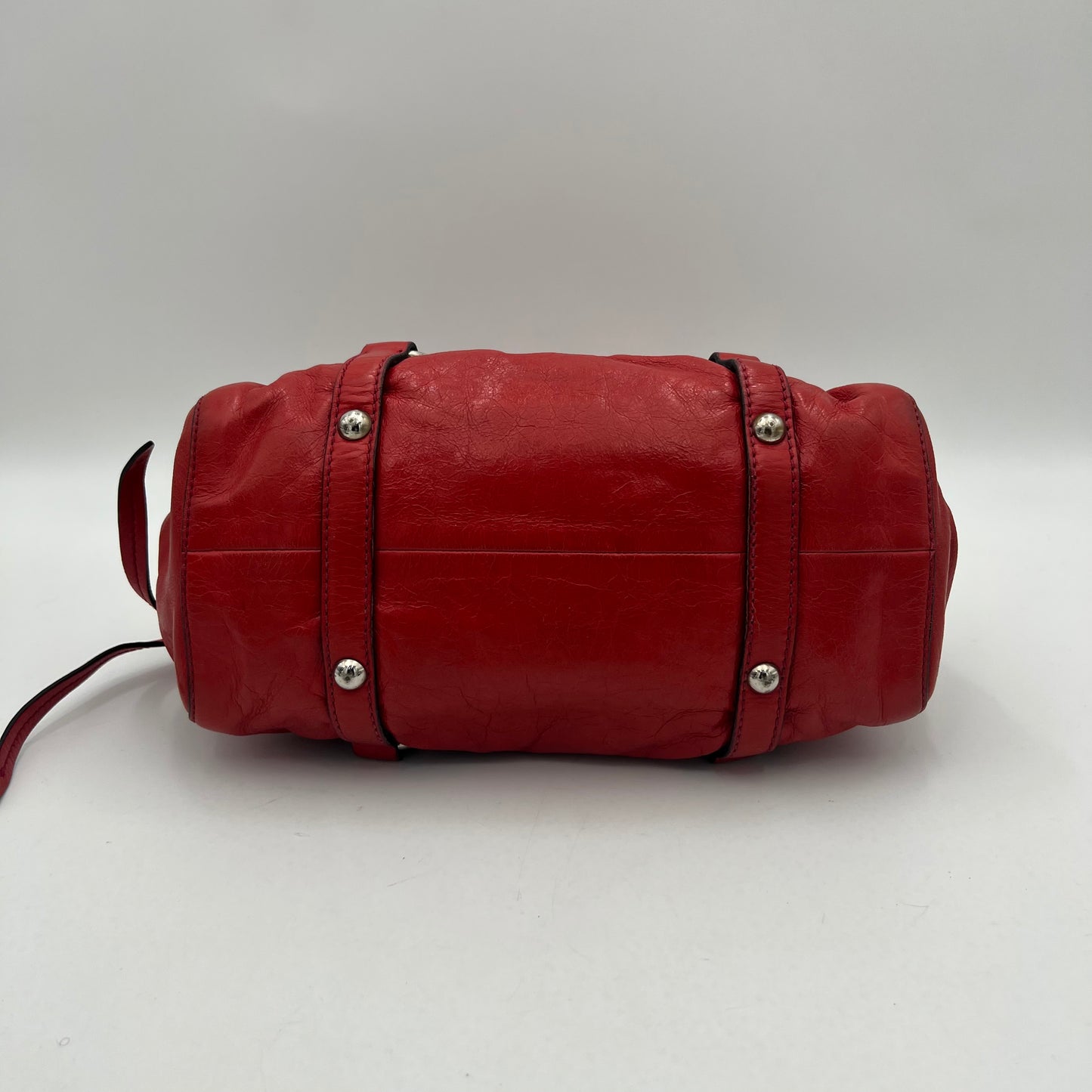 Miu Miu Red Vitello Lux Small Handbag with Long Strap