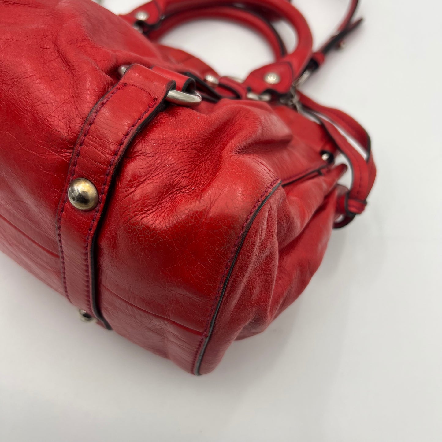 Miu Miu Red Vitello Lux Small Handbag with Long Strap