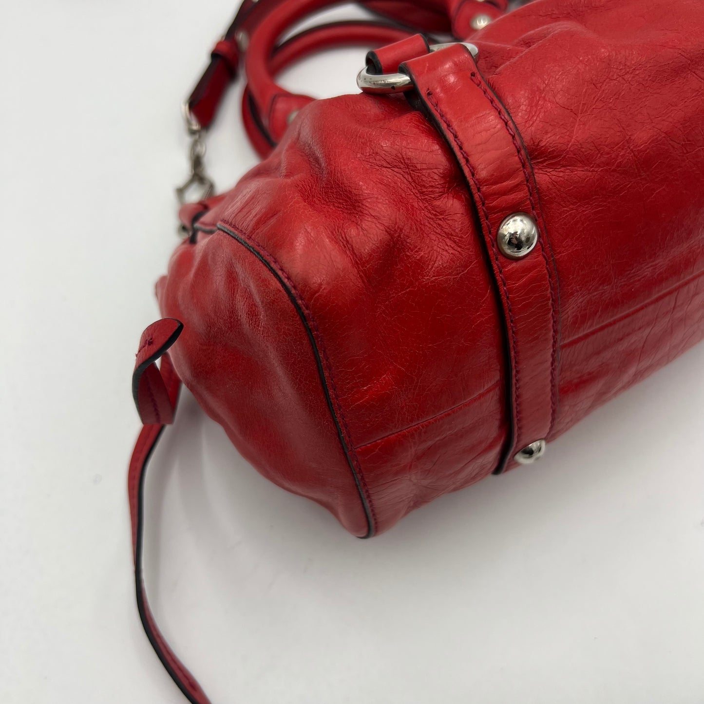 Miu Miu Red Vitello Lux Small Handbag with Long Strap
