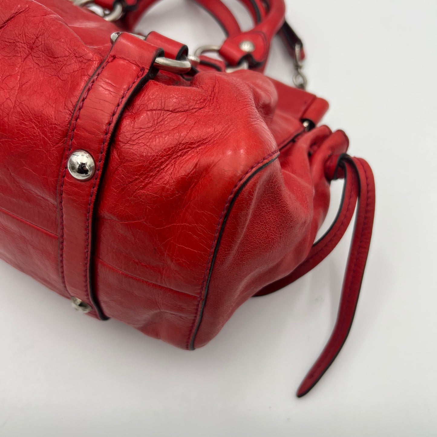 Miu Miu Red Vitello Lux Small Handbag with Long Strap