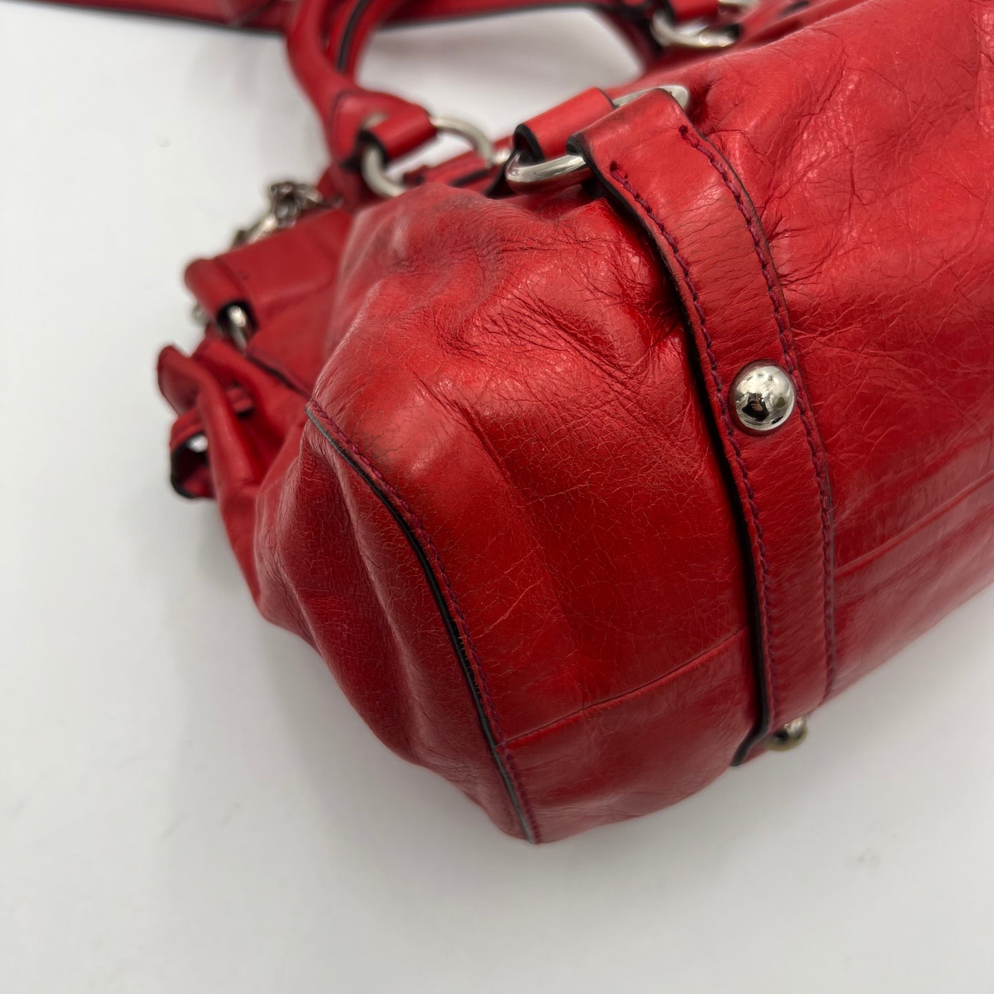 Miu Miu Red Vitello Lux Small Handbag with Long Strap