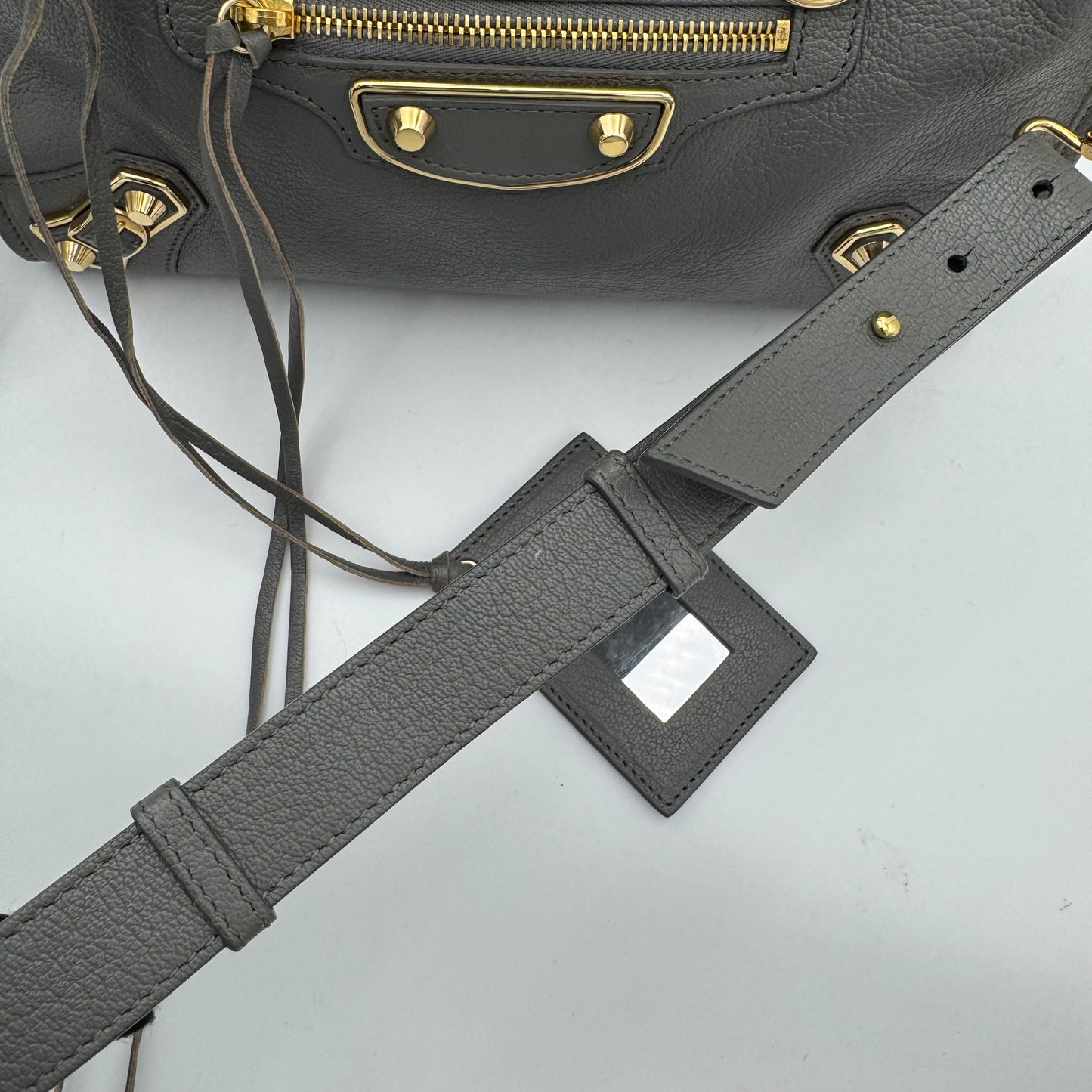 Balenciaga Gray Leather Metallic Edge Small City