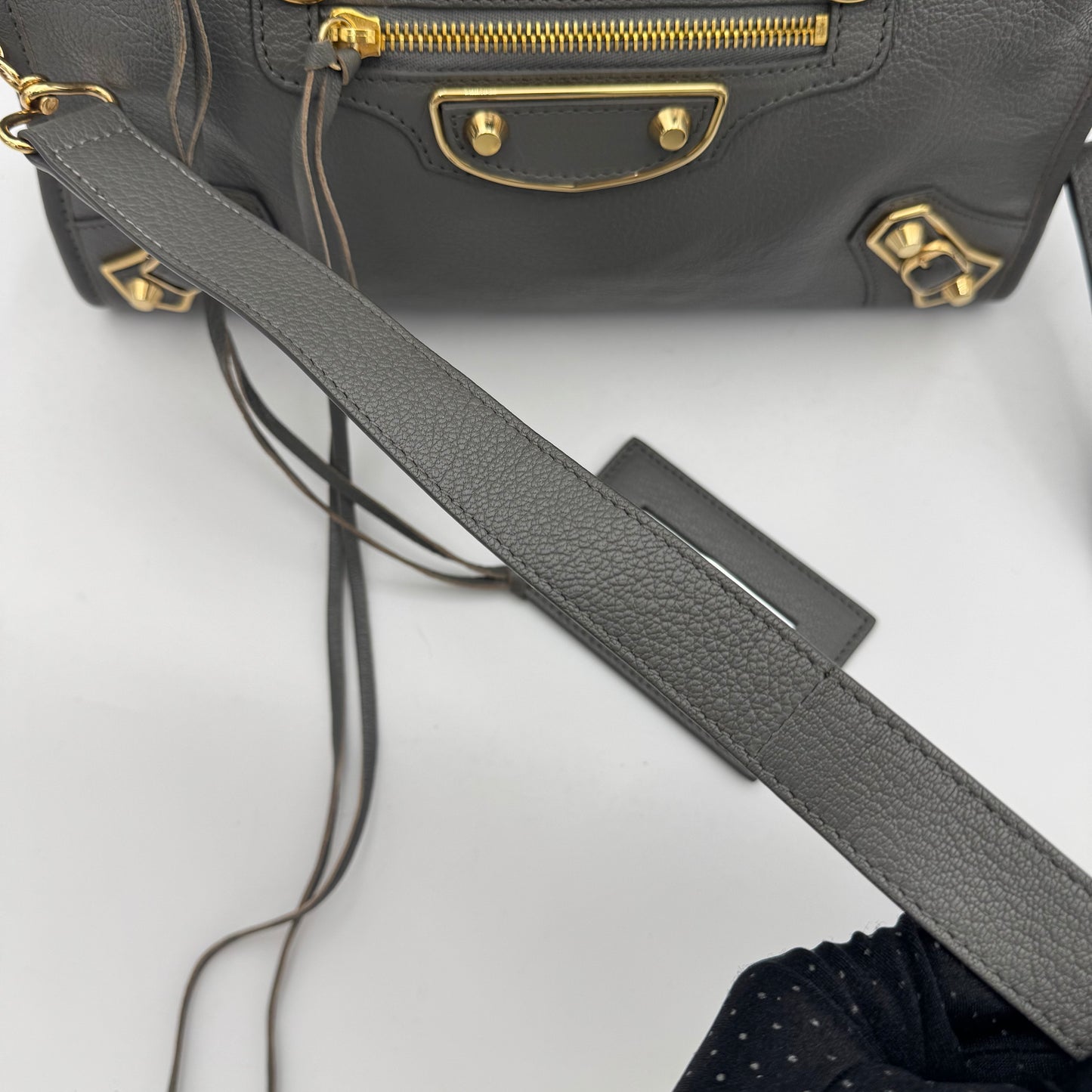 Balenciaga Gray Leather Metallic Edge Small City
