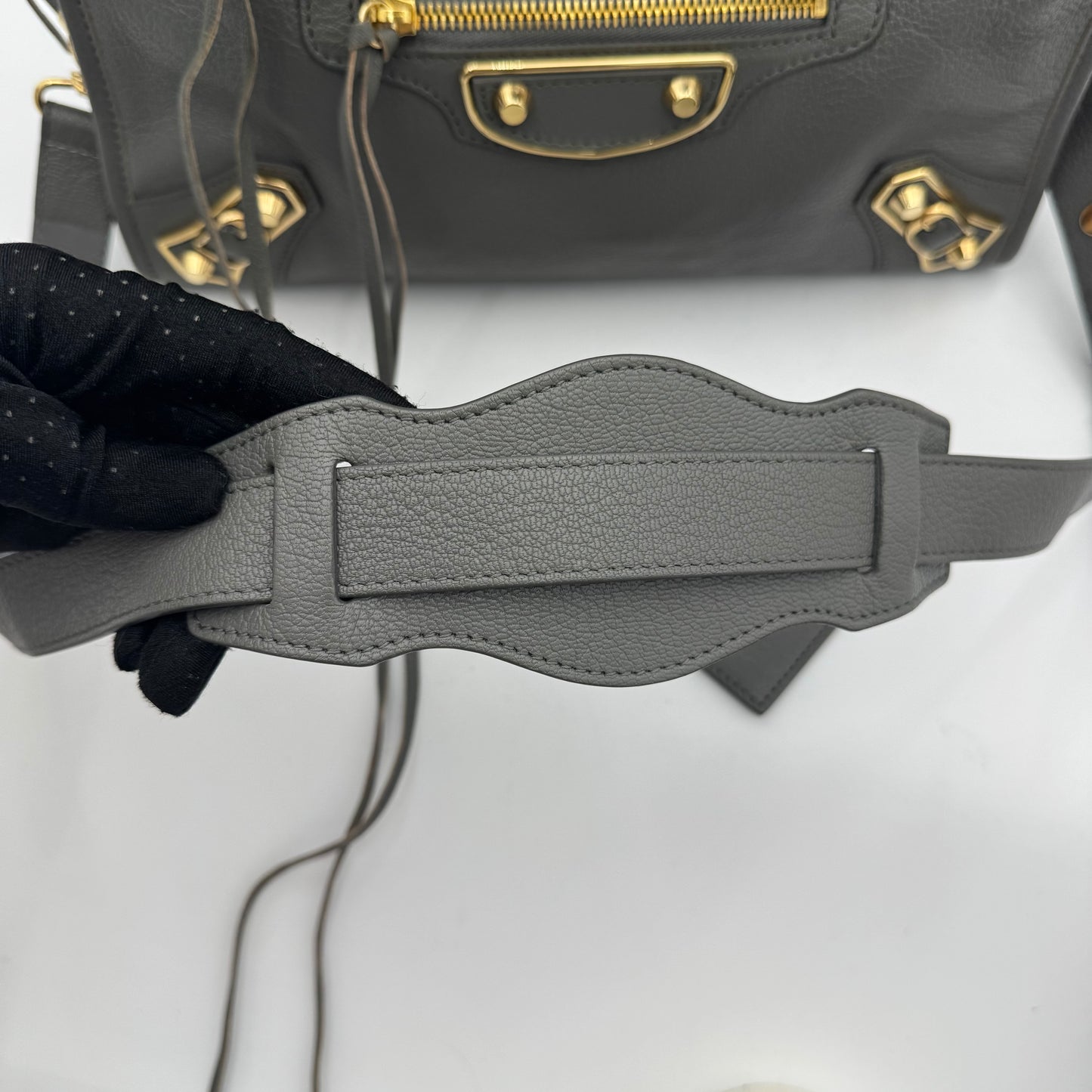 Balenciaga Gray Leather Metallic Edge Small City