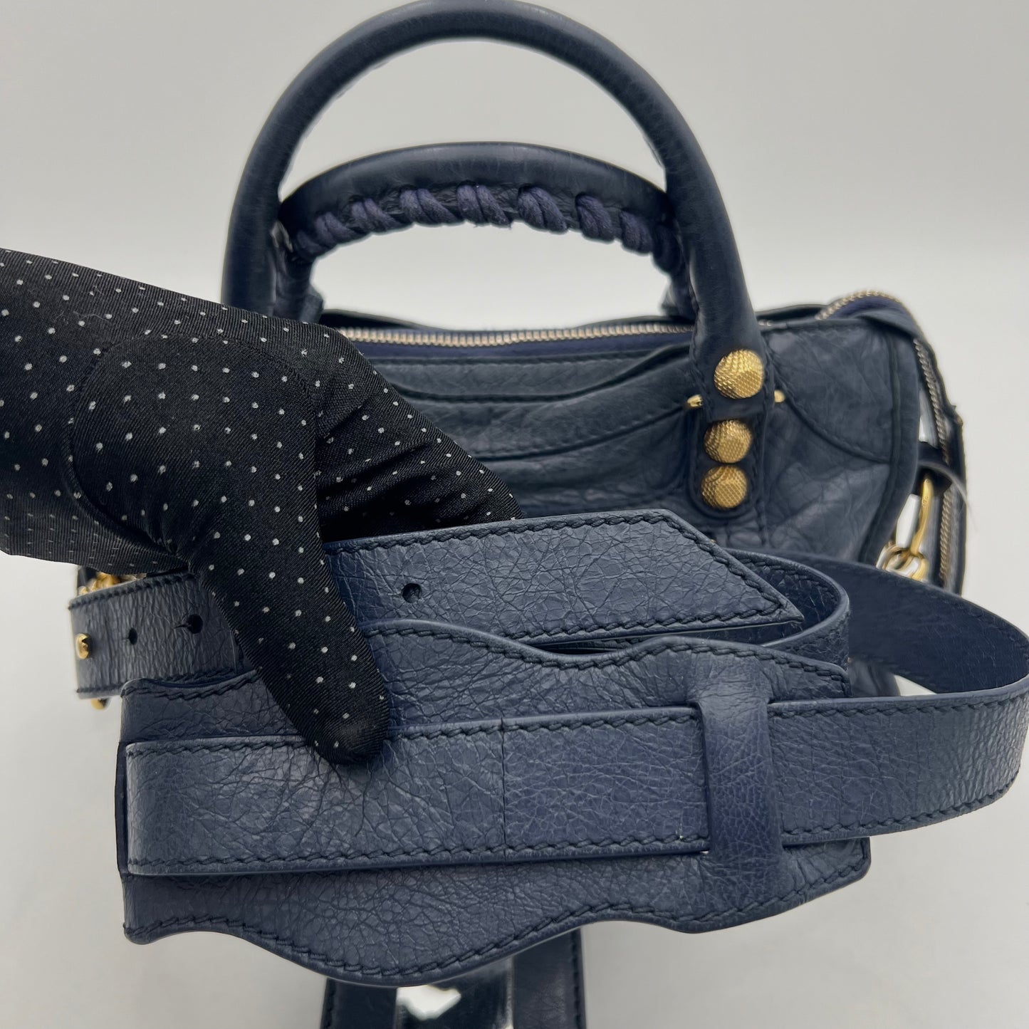 Balenciaga Navy Blue Giant 12 Mini City GHW
