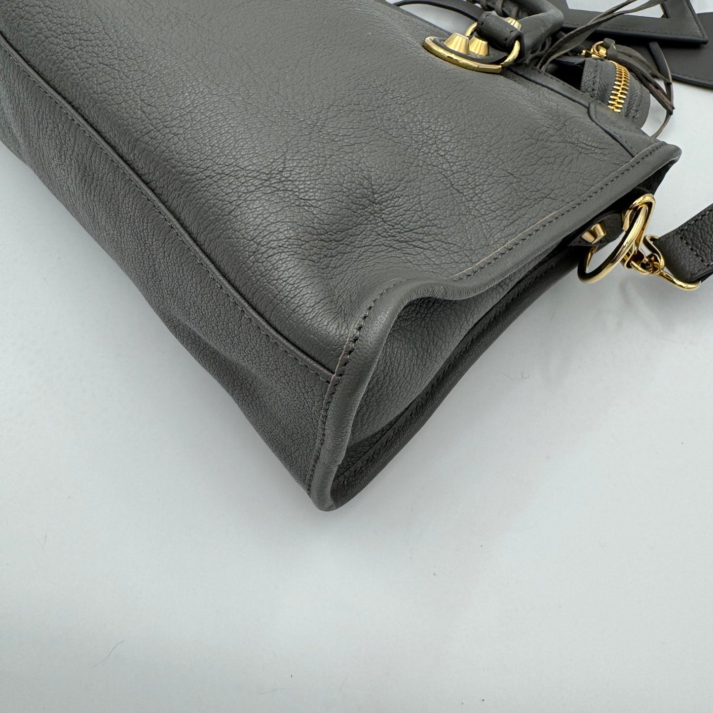 Balenciaga Gray Leather Metallic Edge Small City