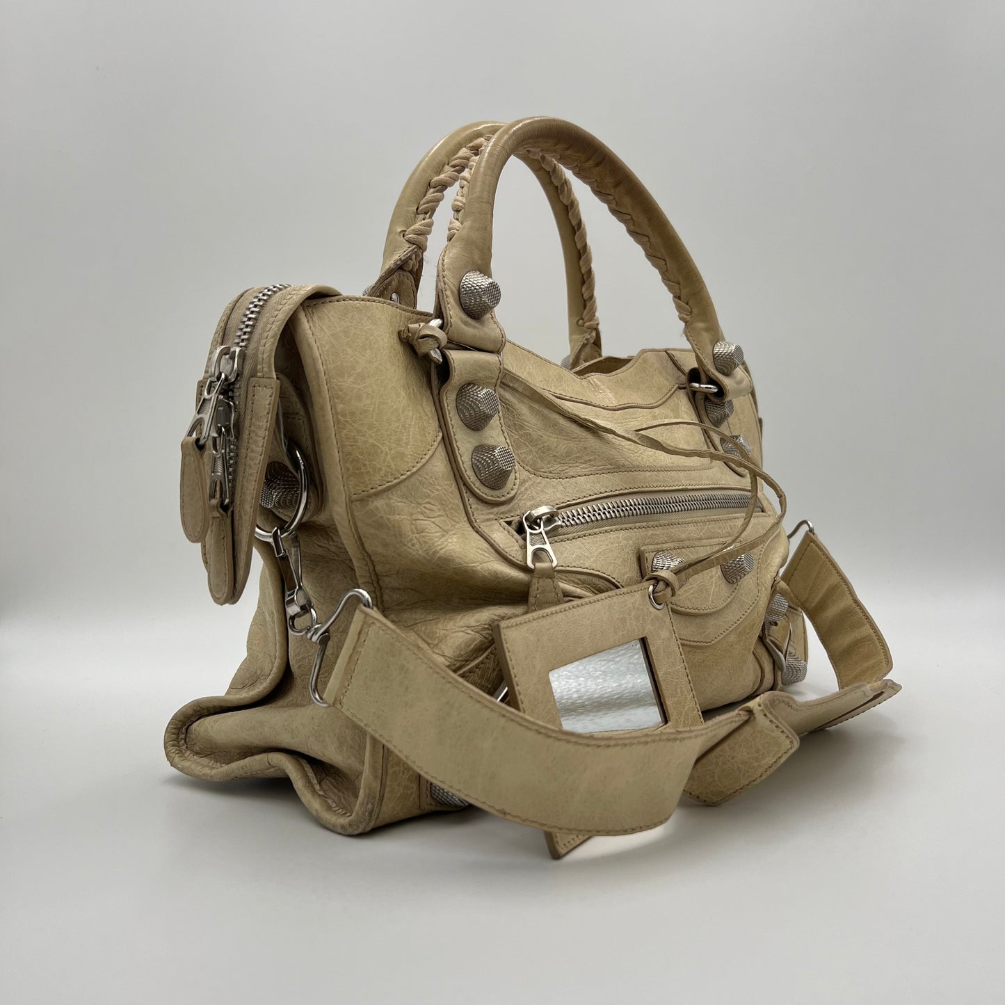 Balenciaga Light Beige Lambskin Giant 21 City Bag SHW