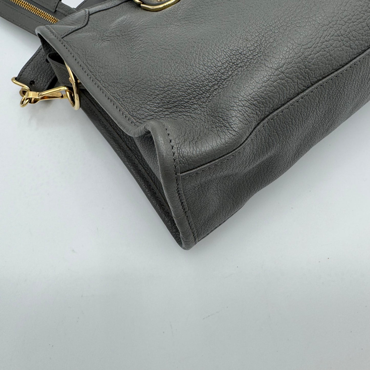 Balenciaga Gray Leather Metallic Edge Small City