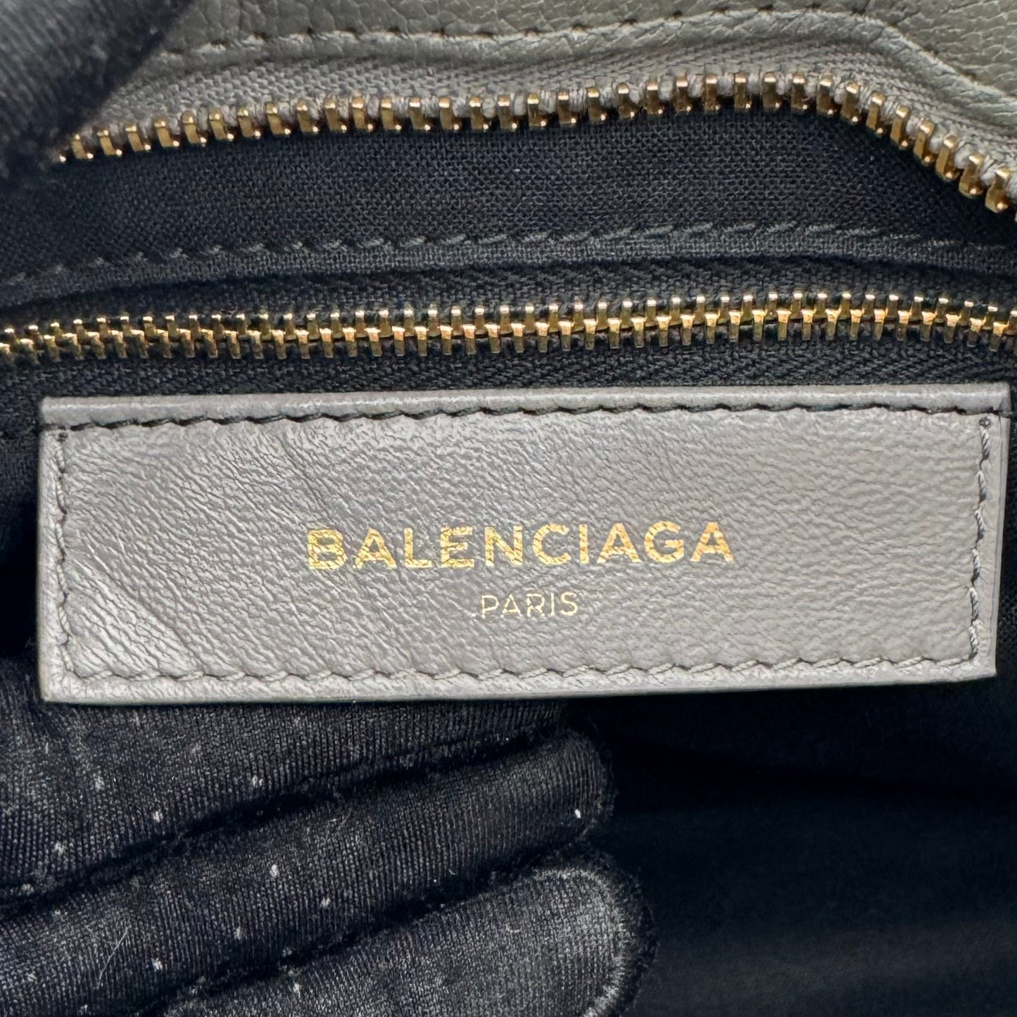 Balenciaga Gray Leather Metallic Edge Small City