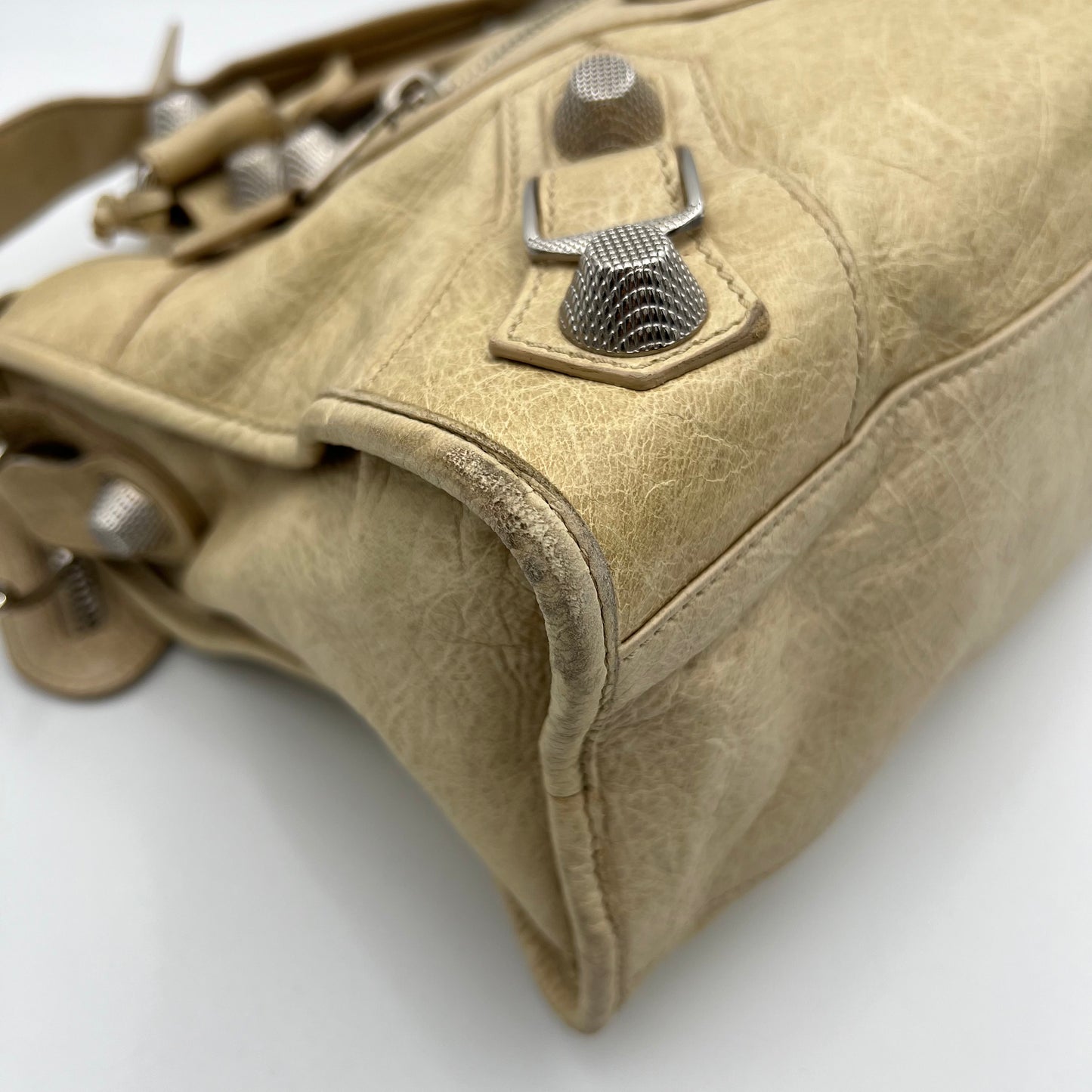 Balenciaga Light Beige Lambskin Giant 21 City Bag SHW