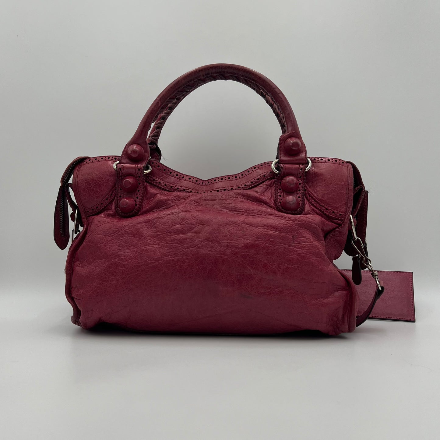Balenciaga Burgundy Motocross City Giant Brogues Leather Bag