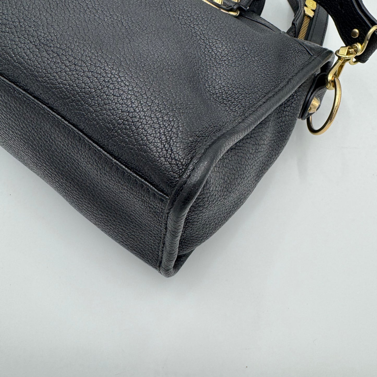 Balenciaga Black Leather Metallic Edge Small City Bag