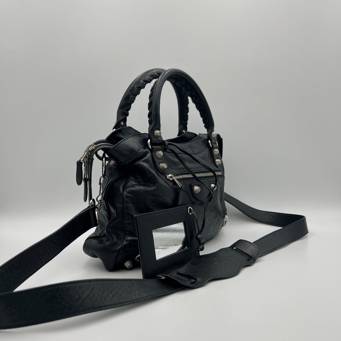 Balenciaga Black Lambskin Giant 12 Town Bag SHW