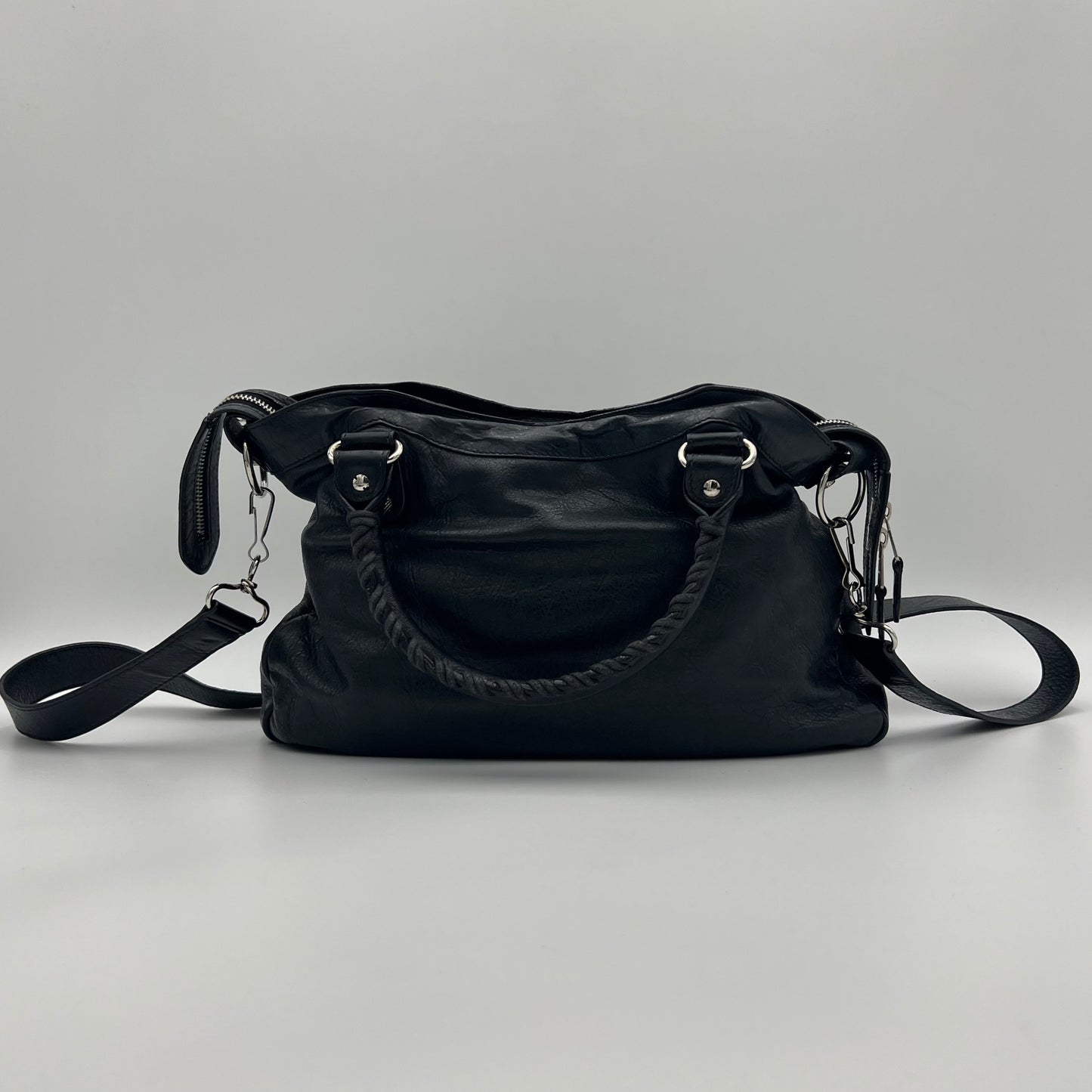 Balenciaga Black Lambskin Giant 12 Town Bag SHW