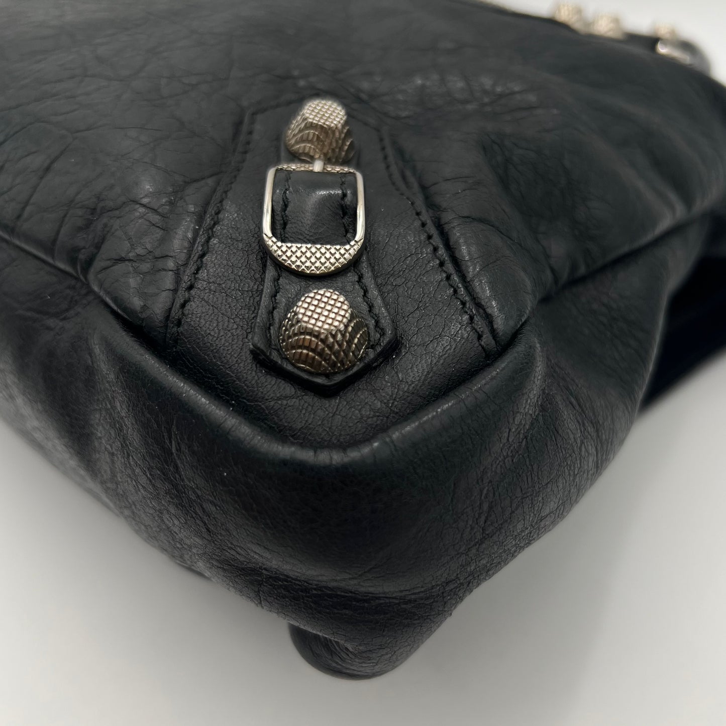 Balenciaga Black Lambskin Giant 12 Town Bag SHW