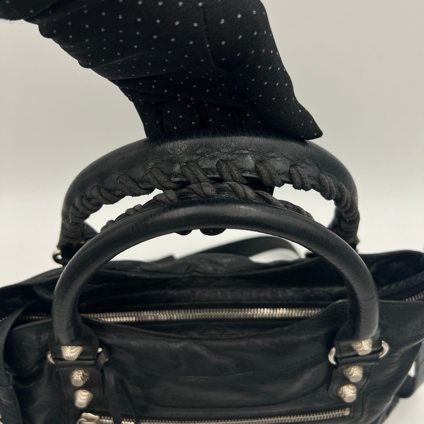 Balenciaga Black Lambskin Giant 12 Town Bag SHW