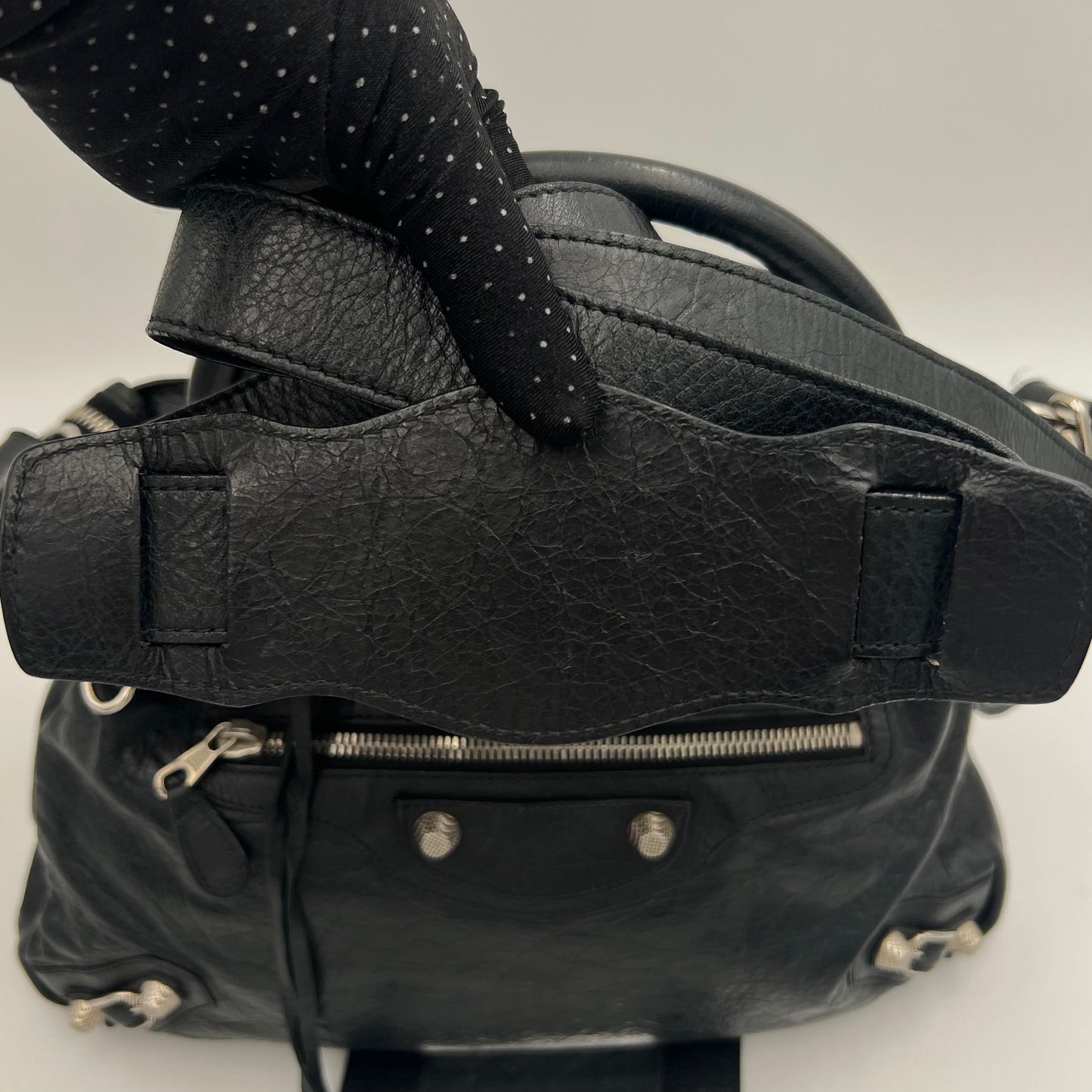 Balenciaga Black Lambskin Giant 12 Town Bag SHW