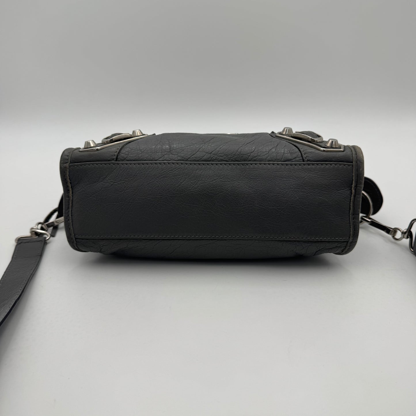 Balenciaga Gray Leather Metallic Edge Mini City SHW