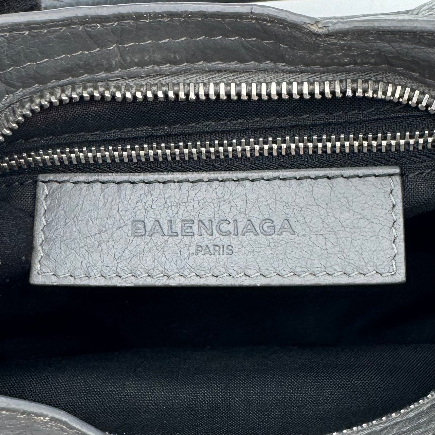 Balenciaga Gray Leather Metallic Edge Mini City SHW