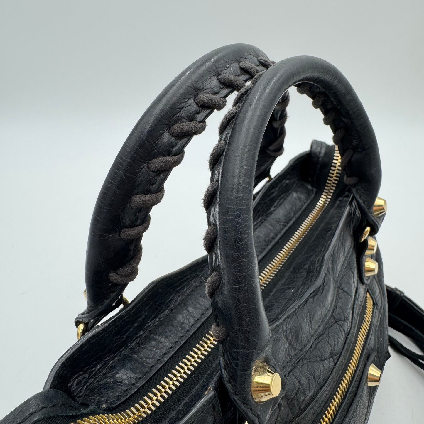 Balenciaga Black Leather Mini City GHW