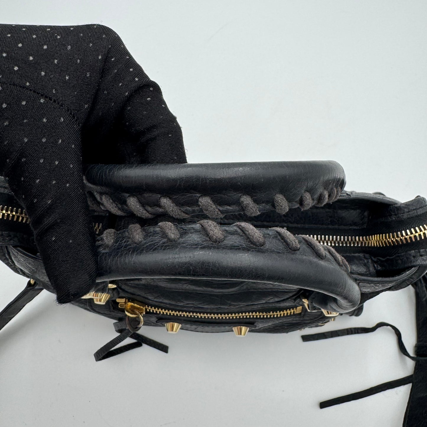 Balenciaga Black Leather Mini City GHW