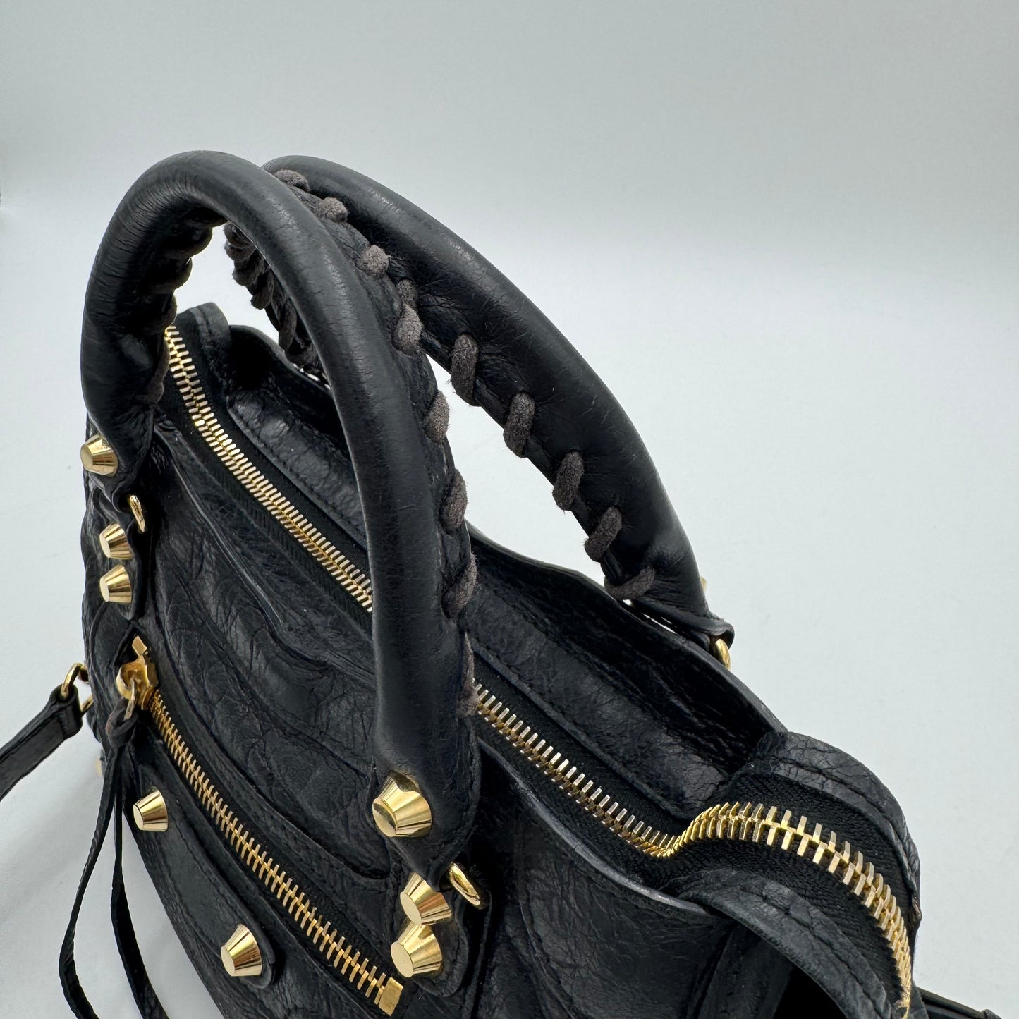 Balenciaga Black Leather Mini City GHW