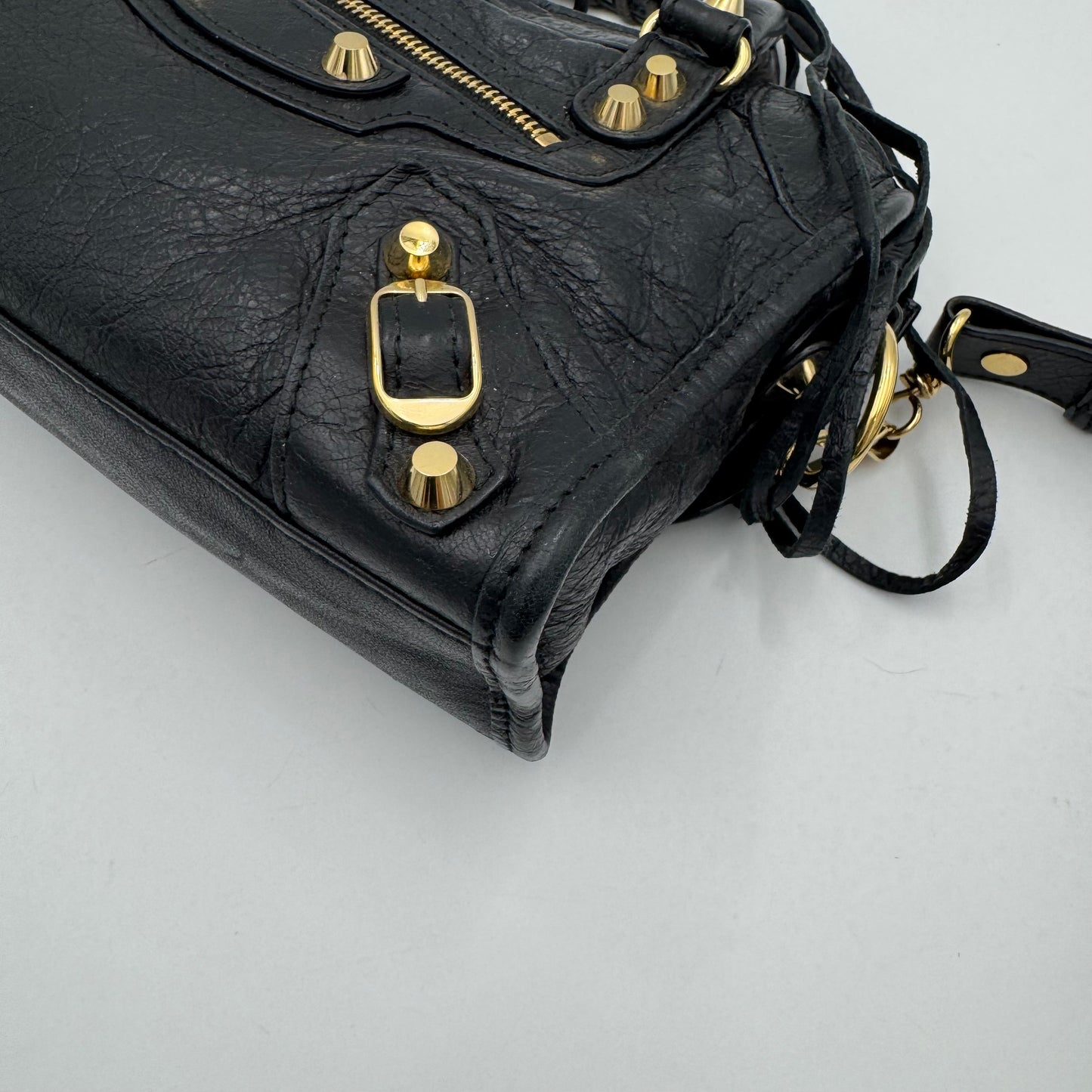 Balenciaga Black Leather Mini City GHW