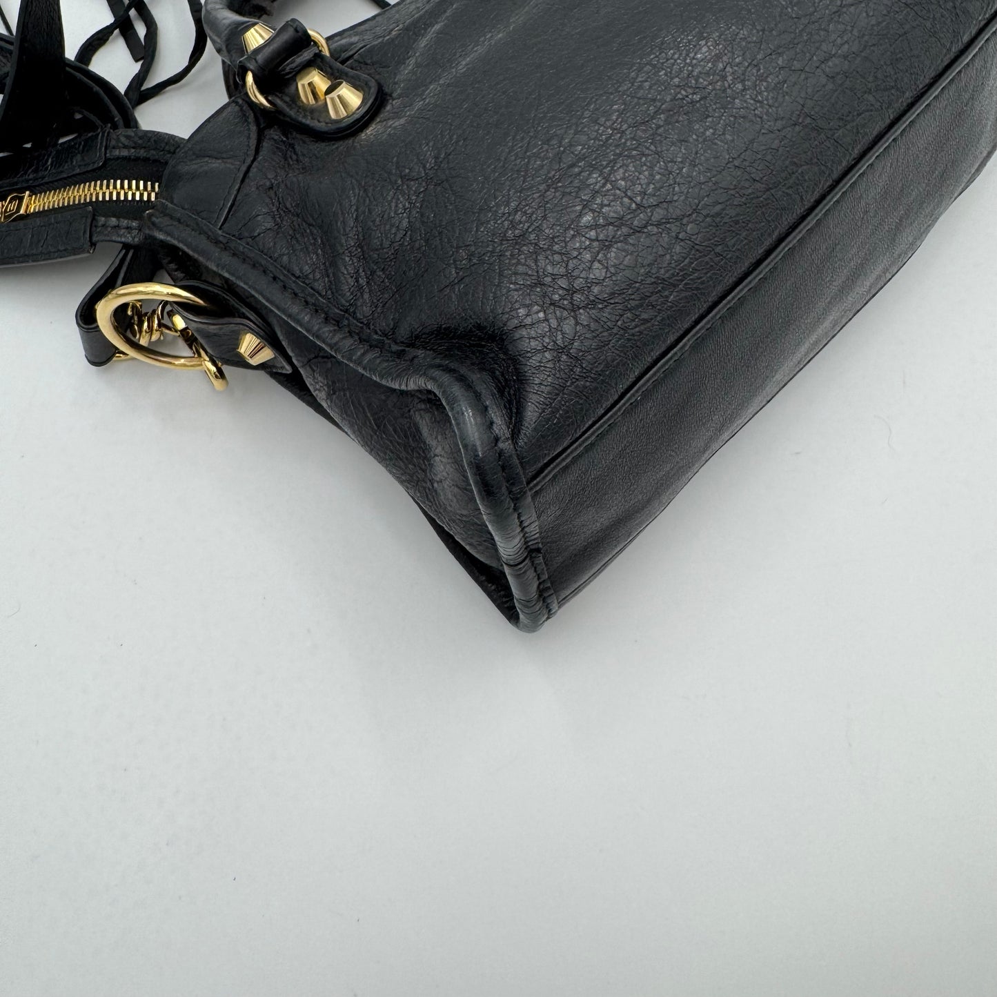 Balenciaga Black Leather Mini City GHW