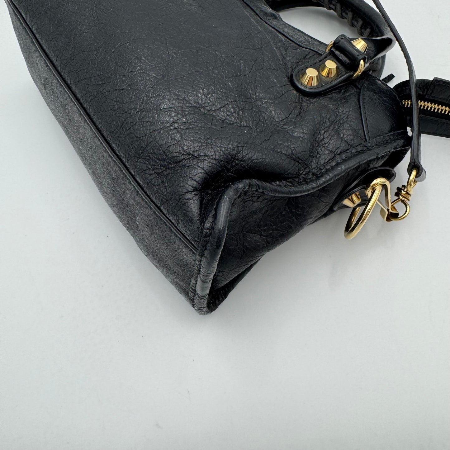 Balenciaga Black Leather Mini City GHW