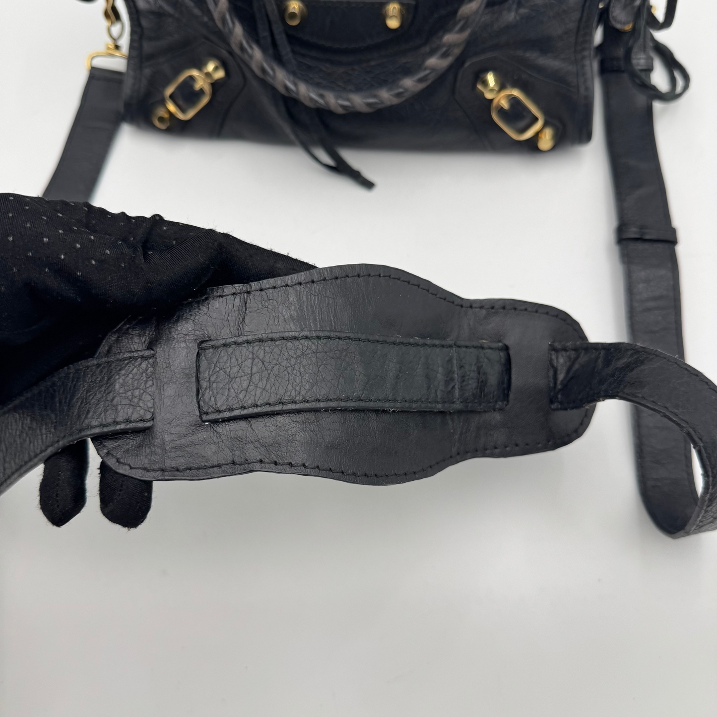 Balenciaga Black Leather Mini City GHW