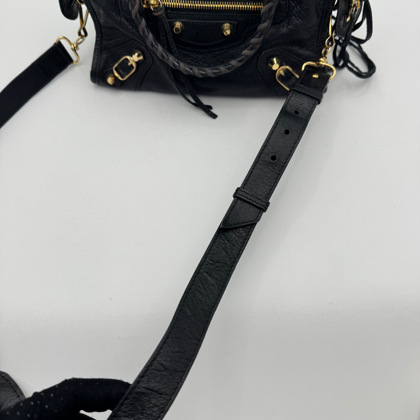 Balenciaga Black Leather Mini City GHW