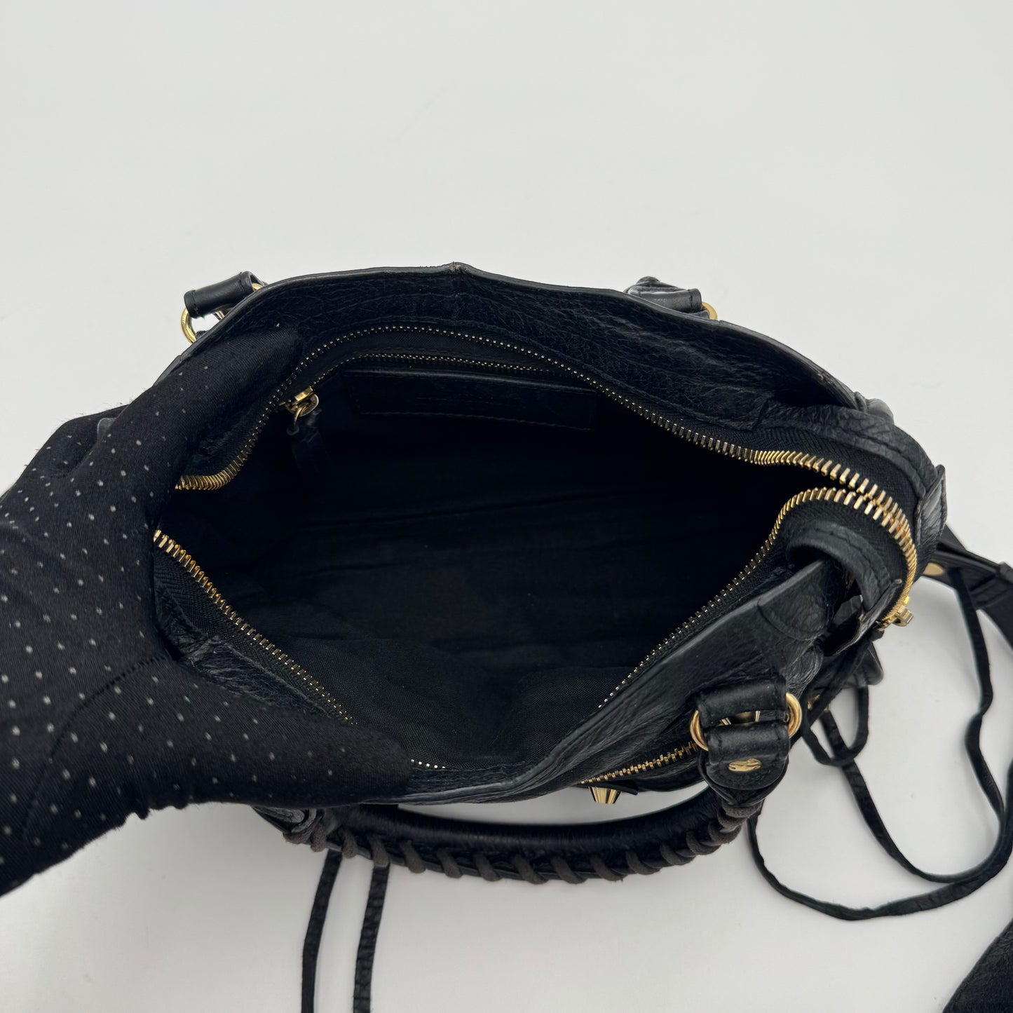 Balenciaga Black Leather Mini City GHW