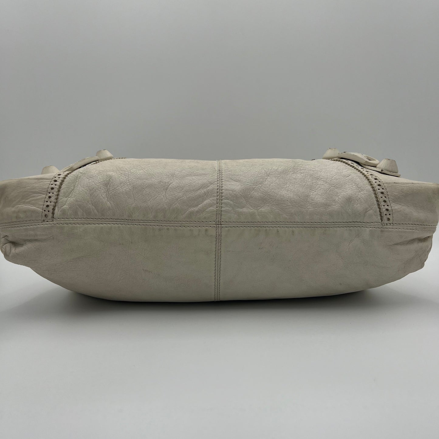 Balenciaga White Leather Giant 21 Brogues Covered Motocross Brief Bag