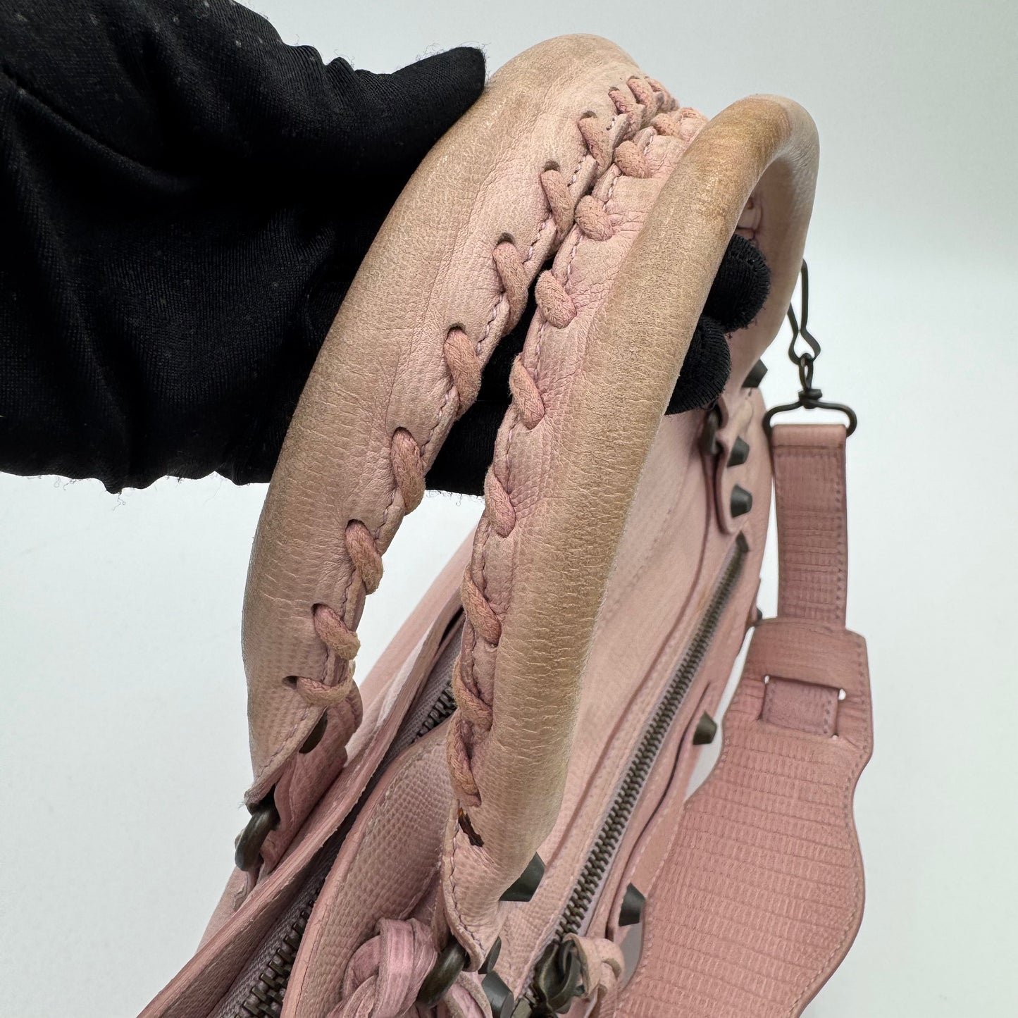 Balenciaga Light Pink Lizard Embossed Classic First