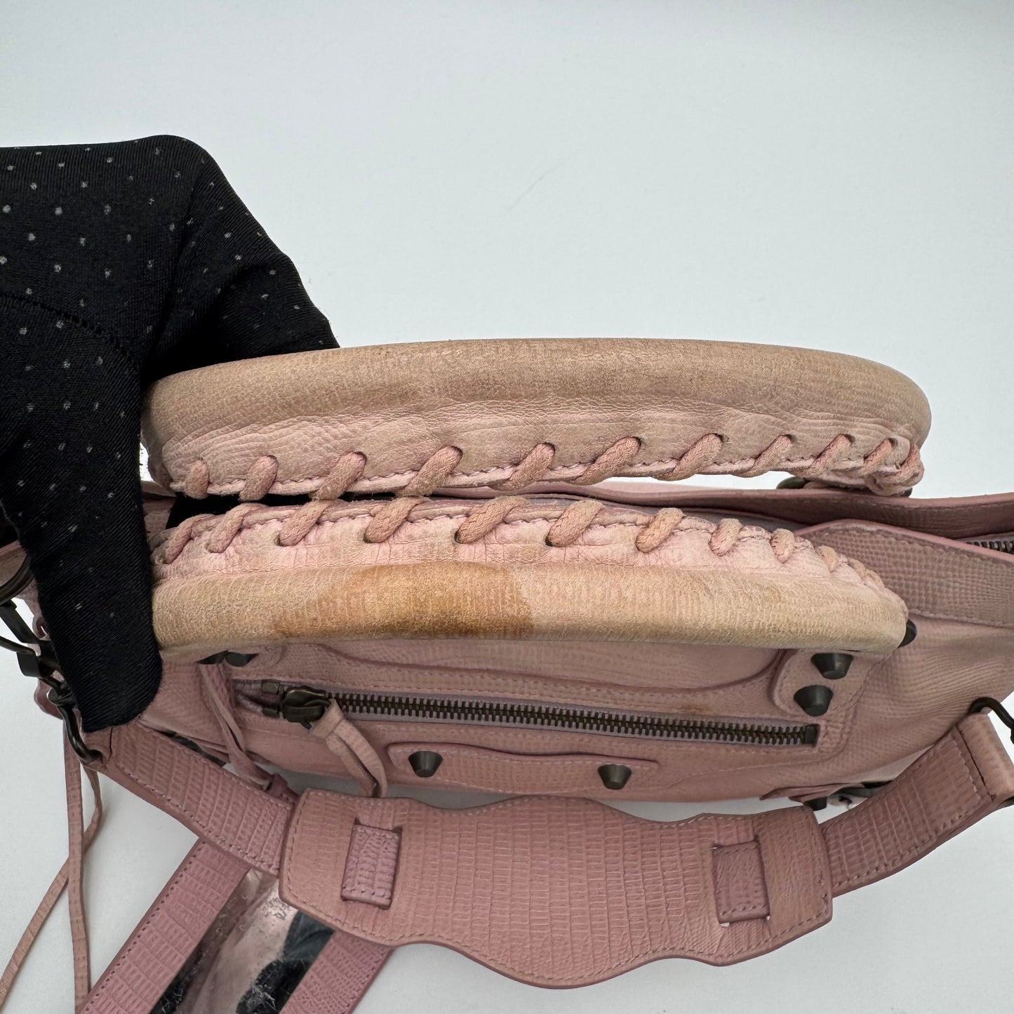 Balenciaga Light Pink Lizard Embossed Classic First
