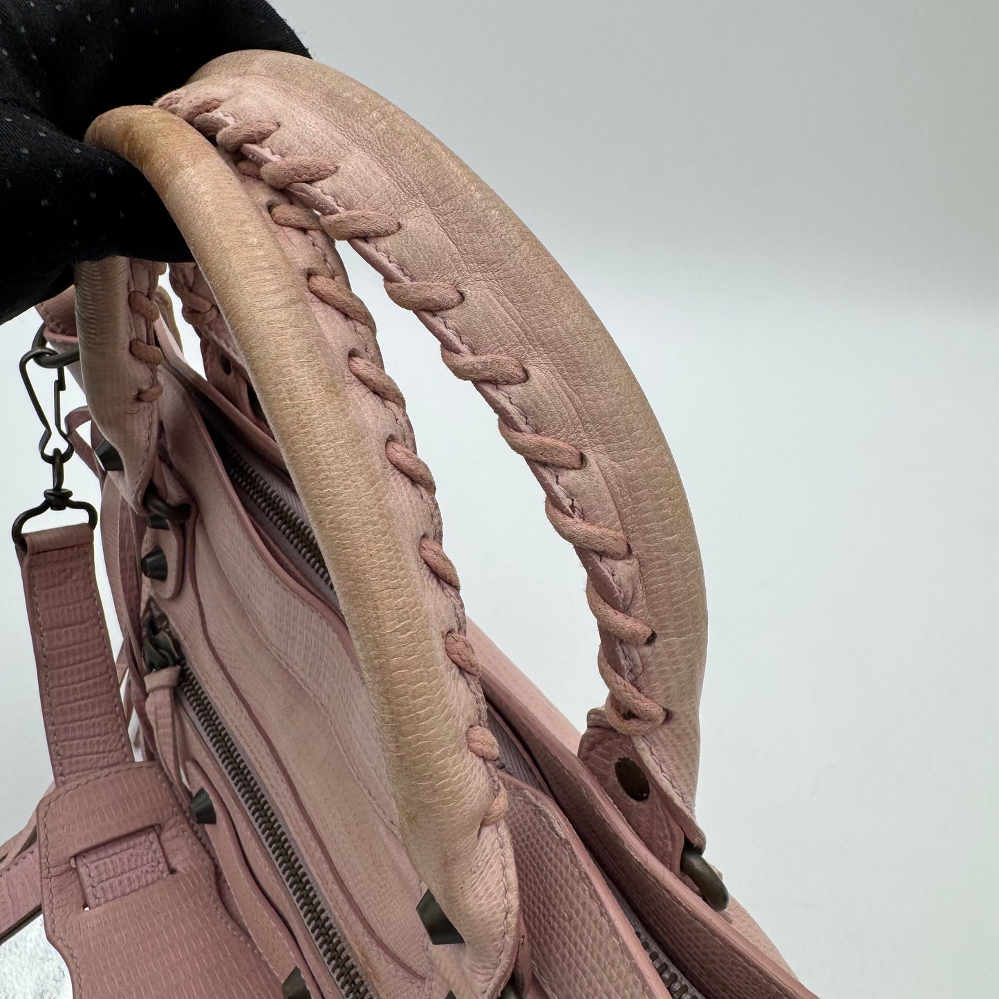 Balenciaga Light Pink Lizard Embossed Classic First