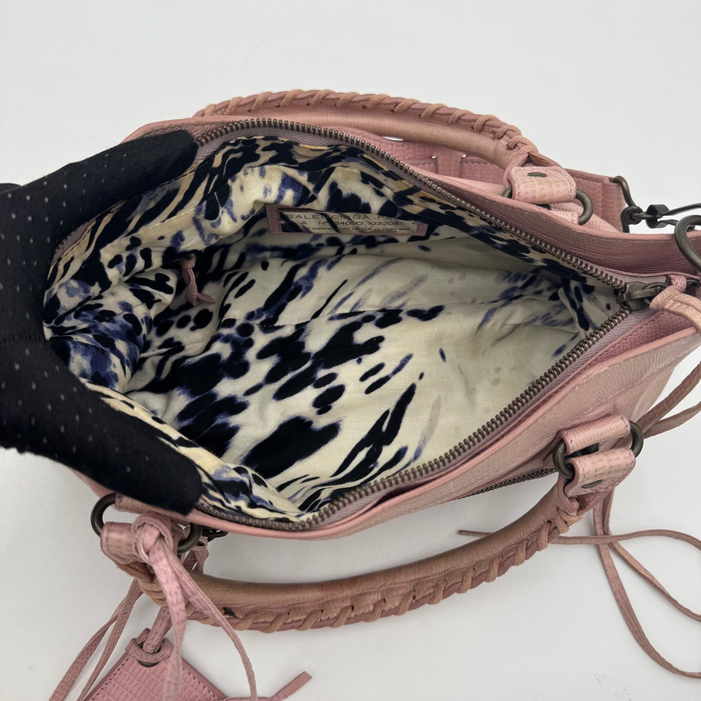 Balenciaga Light Pink Lizard Embossed Classic First