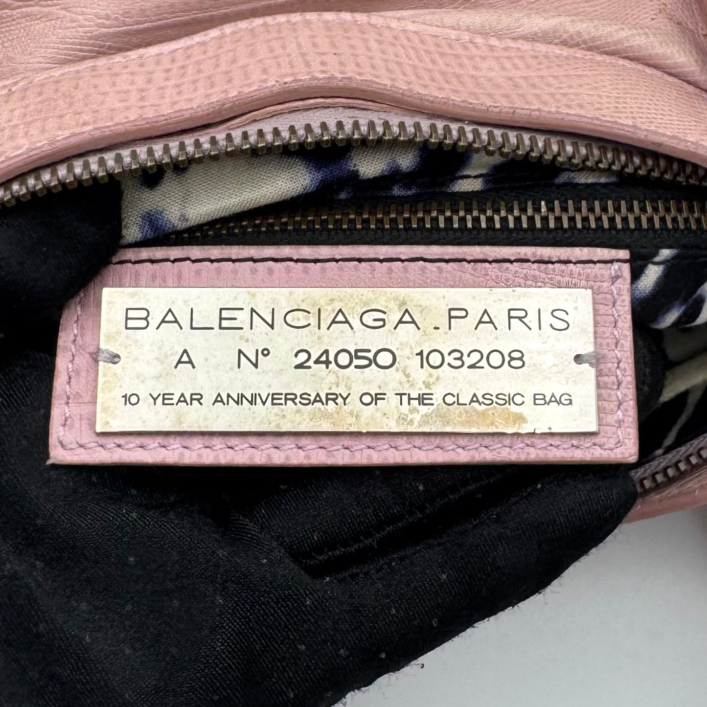 Balenciaga Light Pink Lizard Embossed Classic First